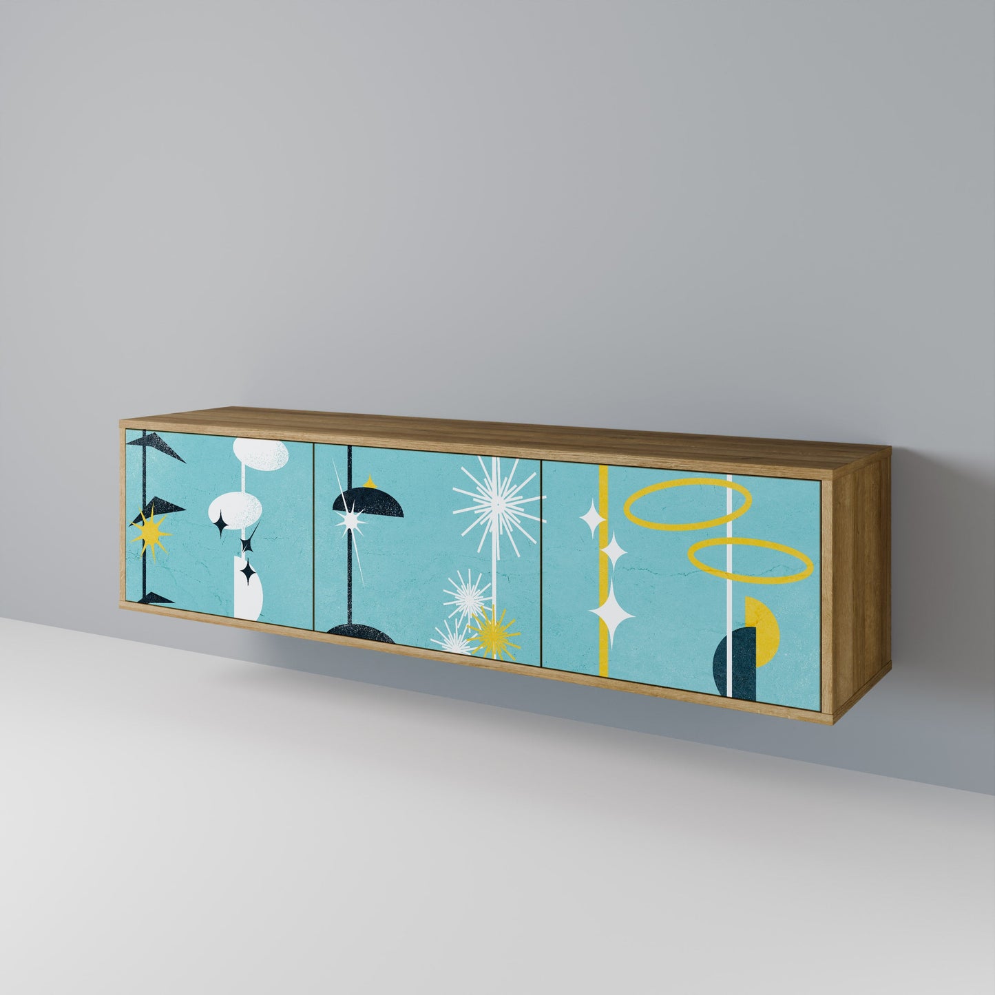 PATHS TO HAPPINESS 3-Door TV Stand in Oak Effect