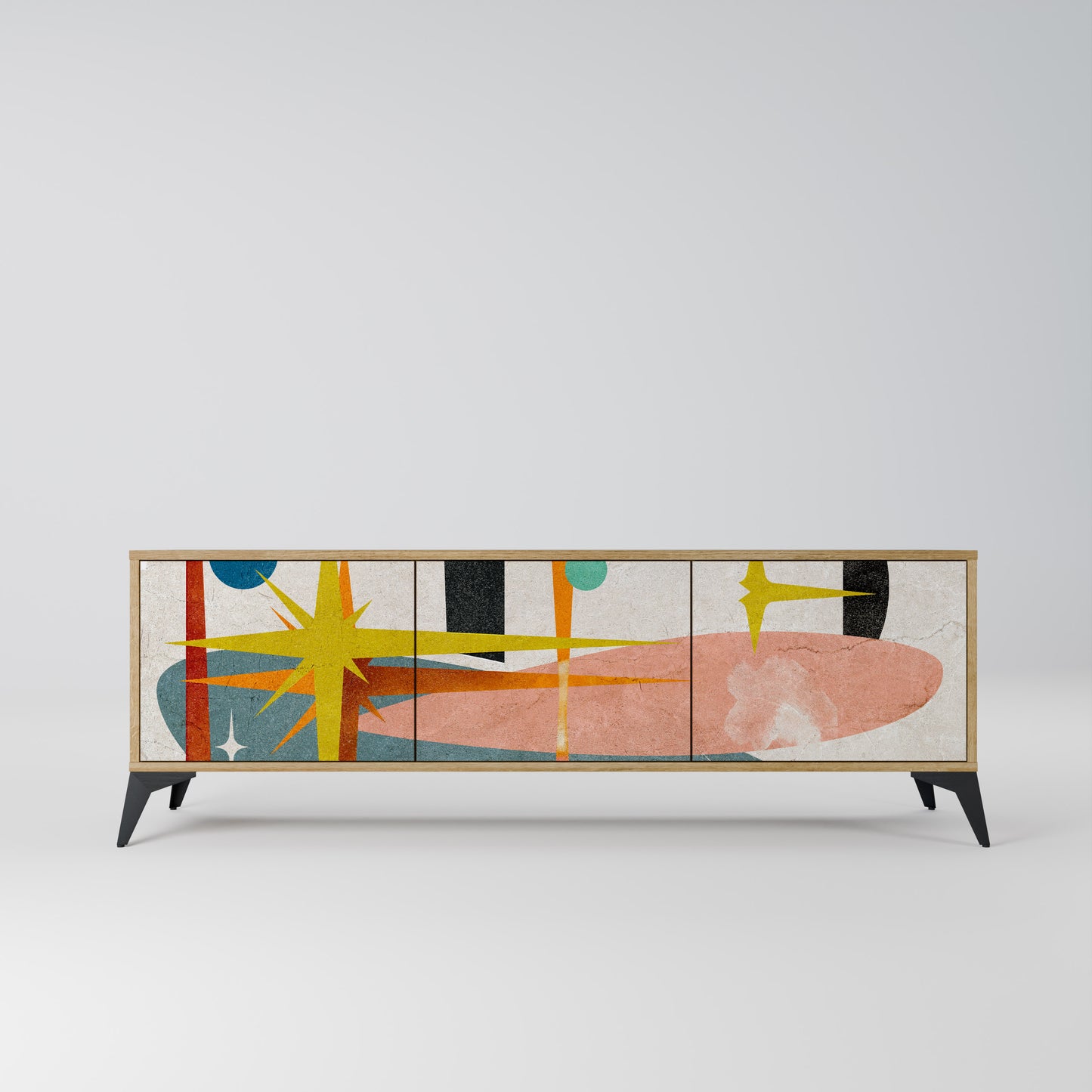 INTERSTELLAR VIBES 3-Door TV Stand in Oak Effect