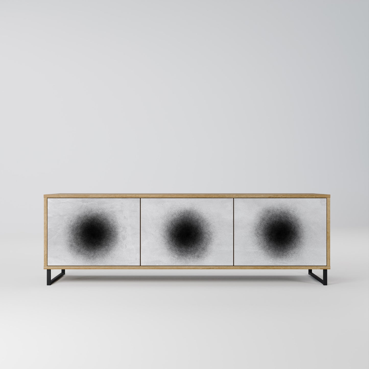 BLACK HOLE 3-Door TV Stand in Oak Effect