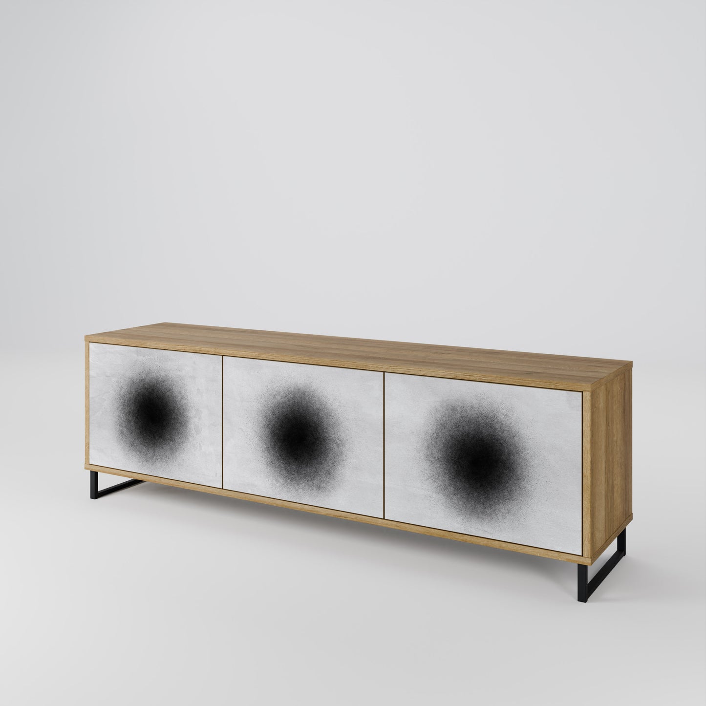 BLACK HOLE 3-Door TV Stand in Oak Effect
