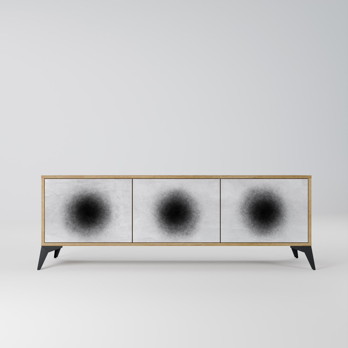 BLACK HOLE 3-Door TV Stand in Oak Effect