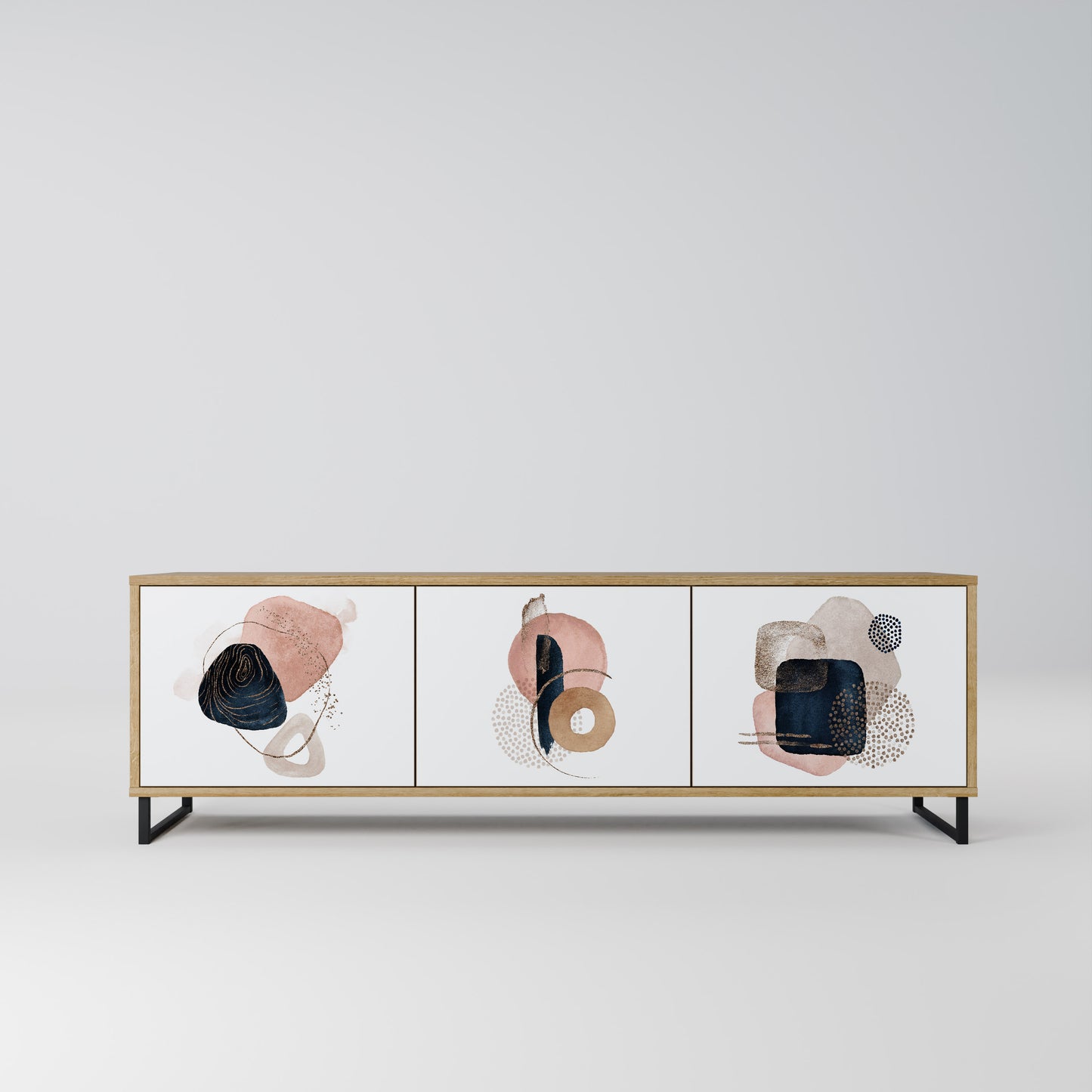 COLORFUL SHAPES 3-Door TV Stand in Oak Effect