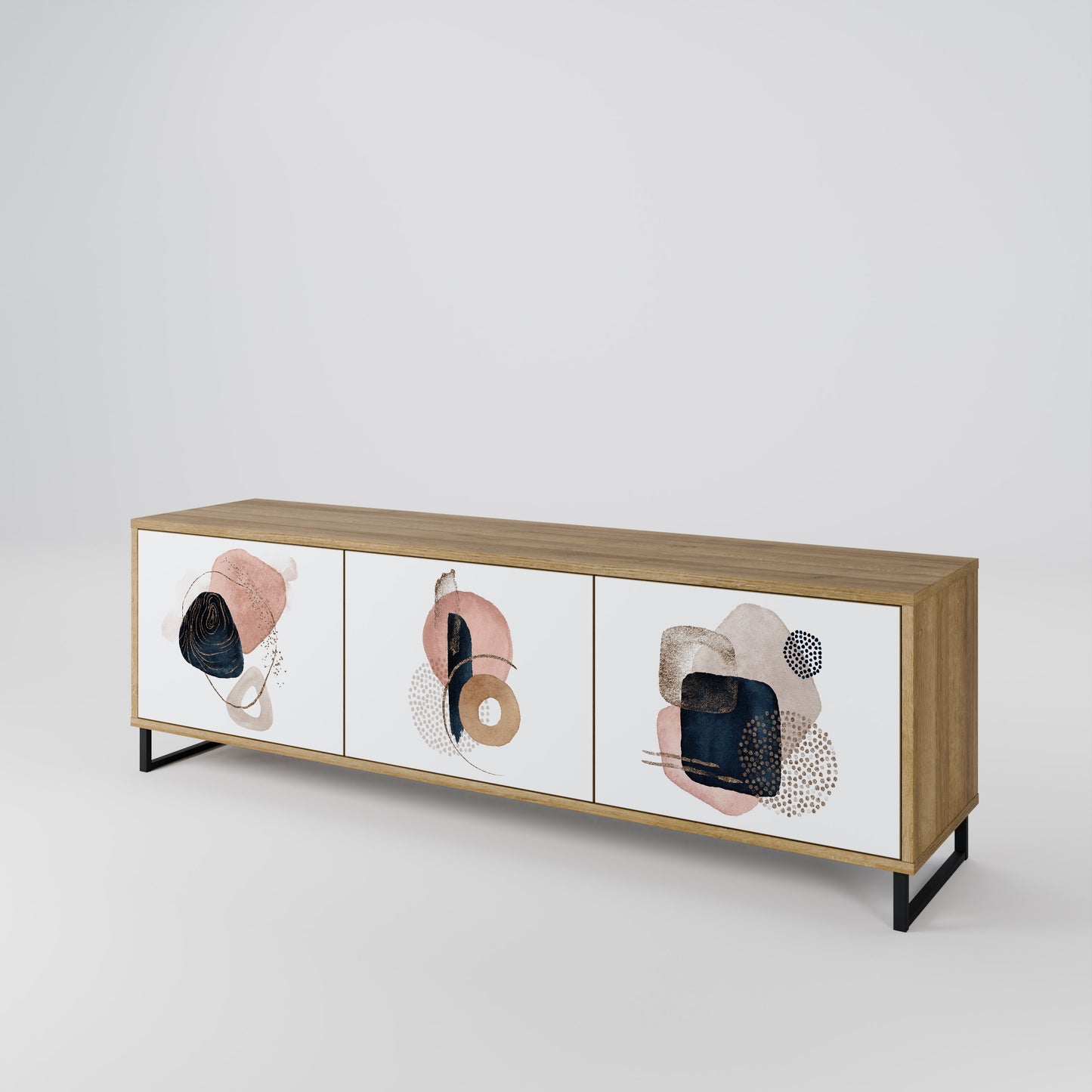 COLORFUL SHAPES 3-Door TV Stand in Oak Effect