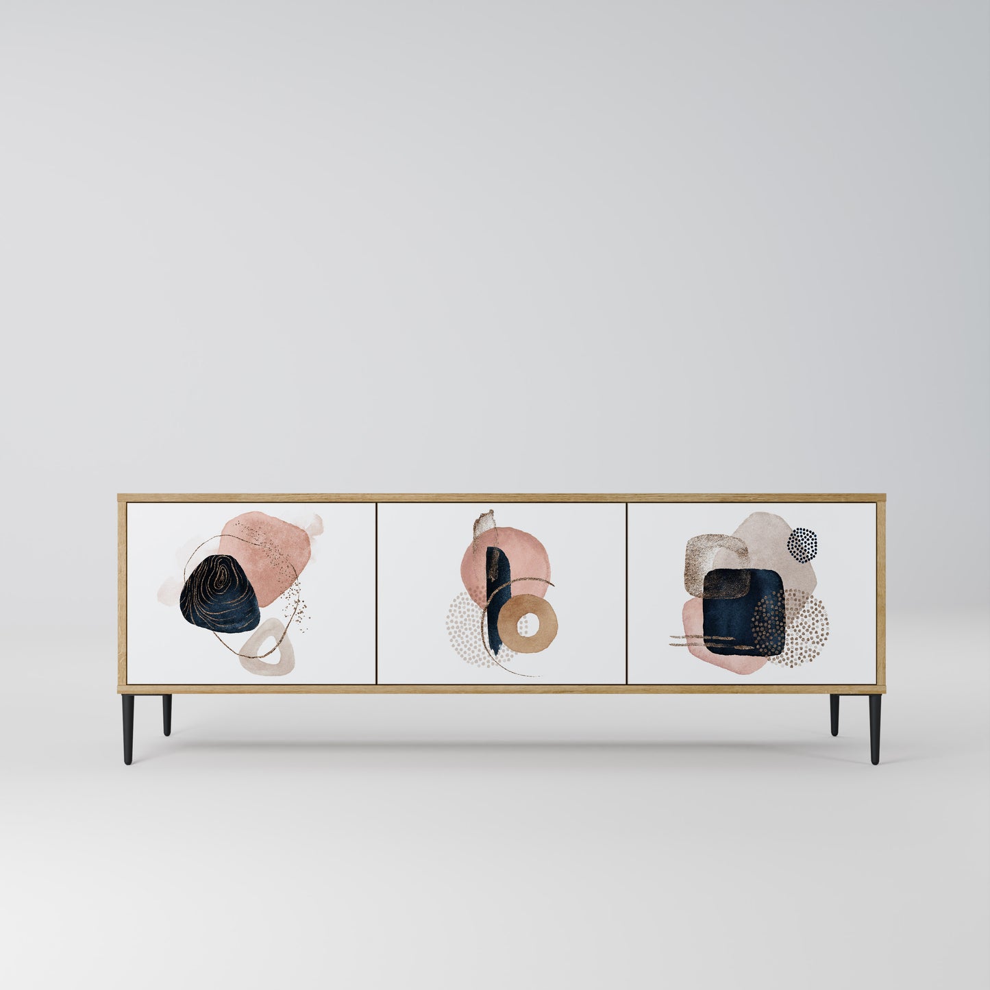 COLORFUL SHAPES 3-Door TV Stand in Oak Effect