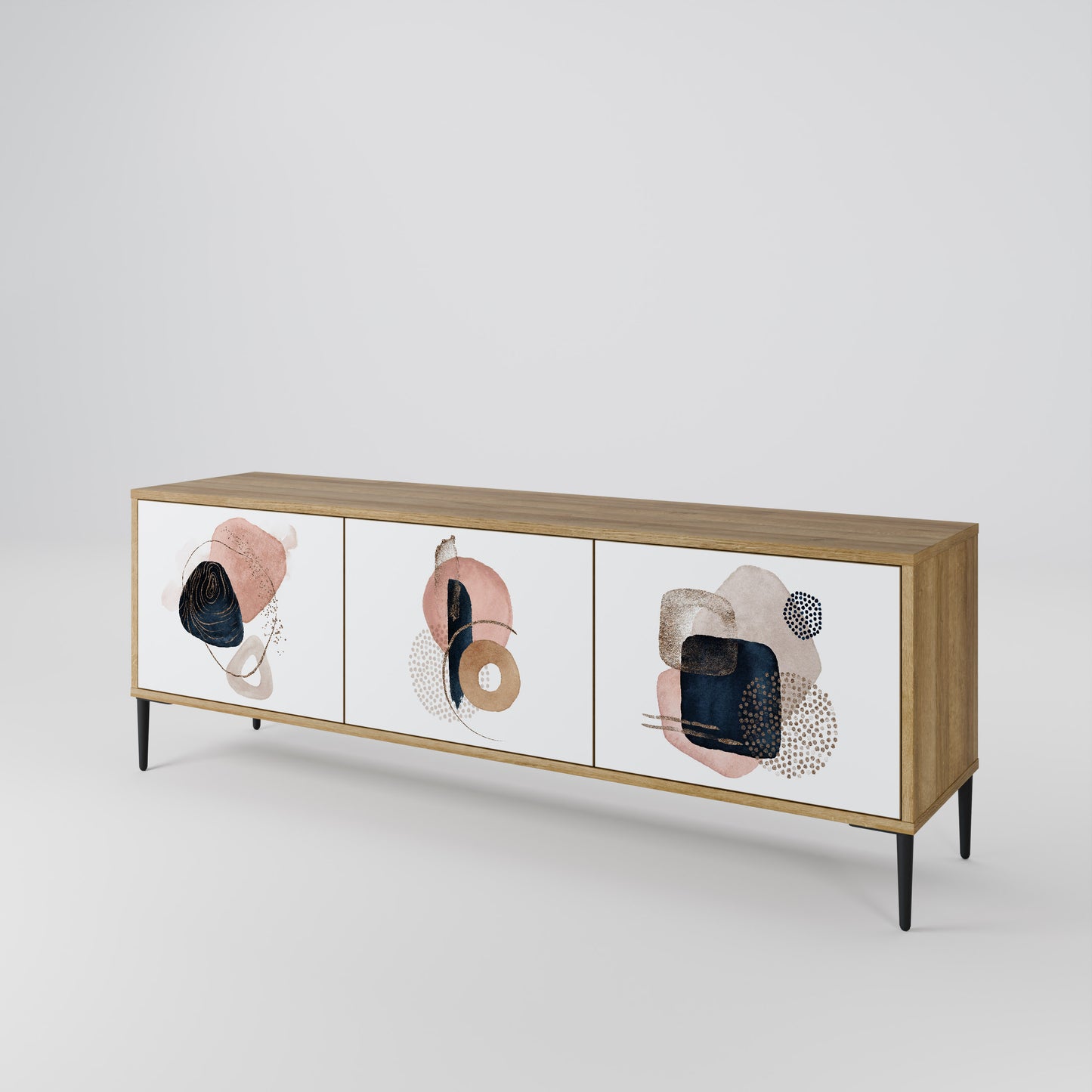COLORFUL SHAPES 3-Door TV Stand in Oak Effect