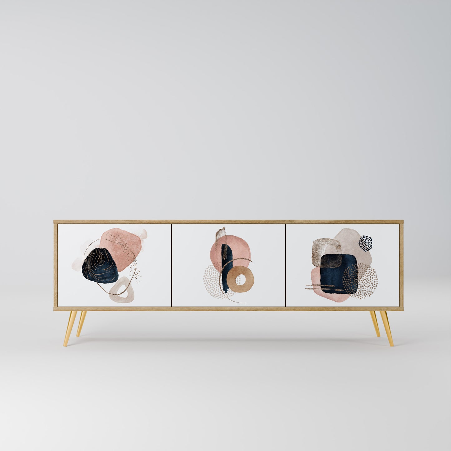 COLORFUL SHAPES 3-Door TV Stand in Oak Effect