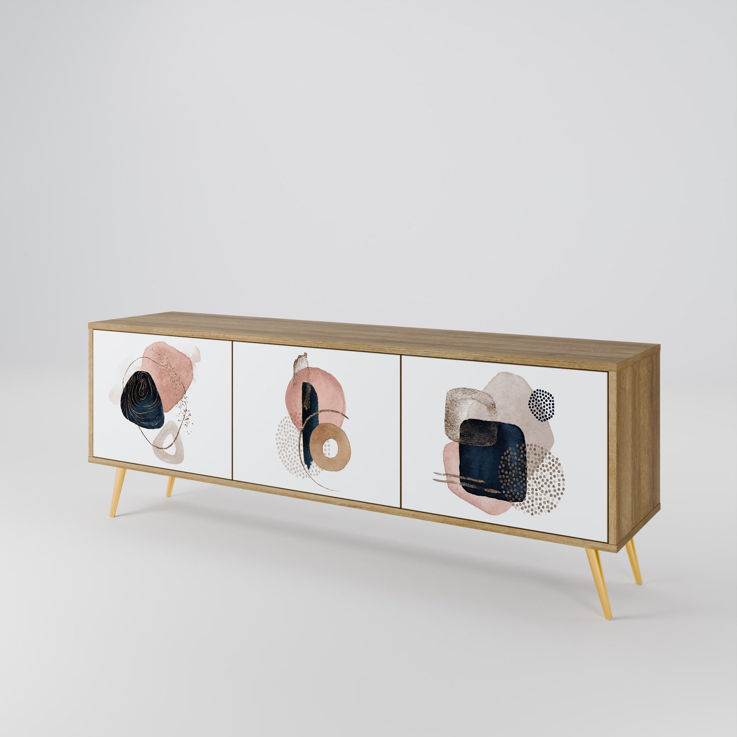 COLORFUL SHAPES 3-Door TV Stand in Oak Effect