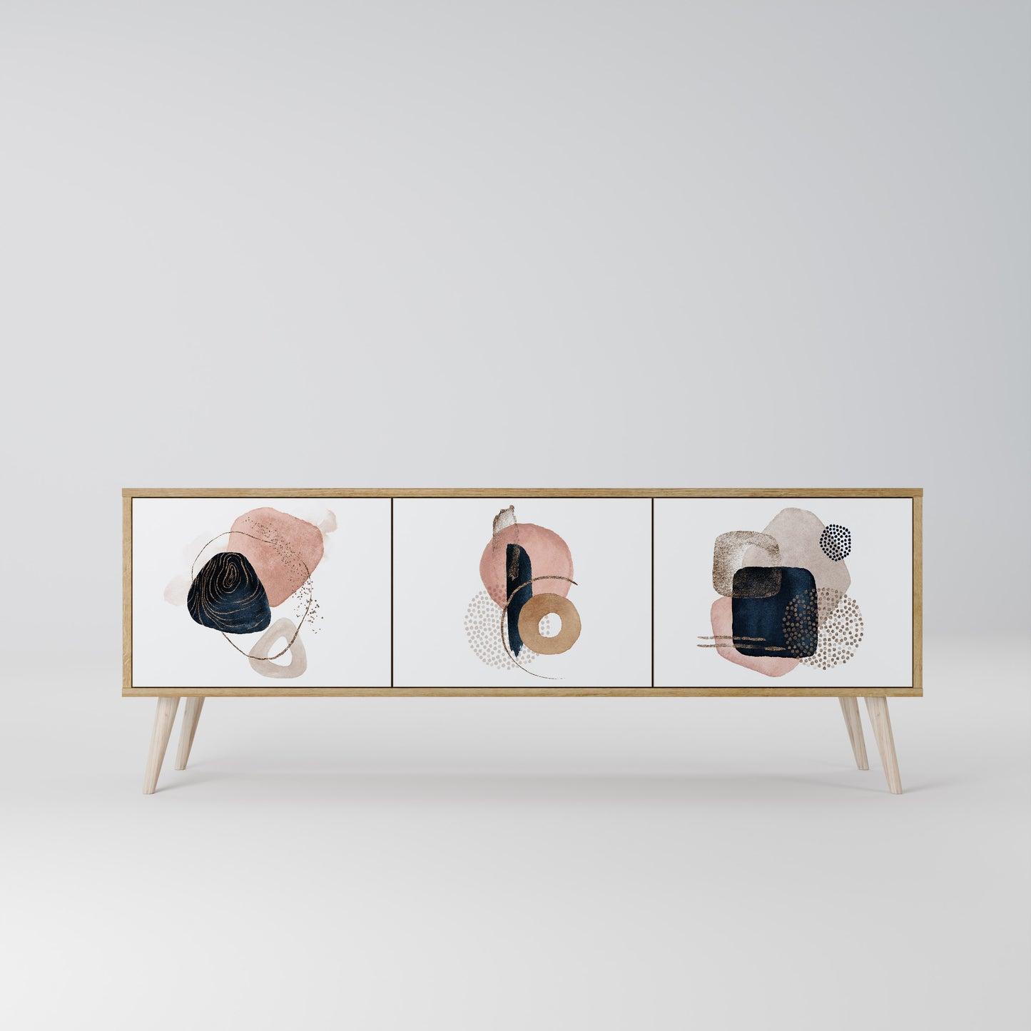 COLORFUL SHAPES 3-Door TV Stand in Oak Effect