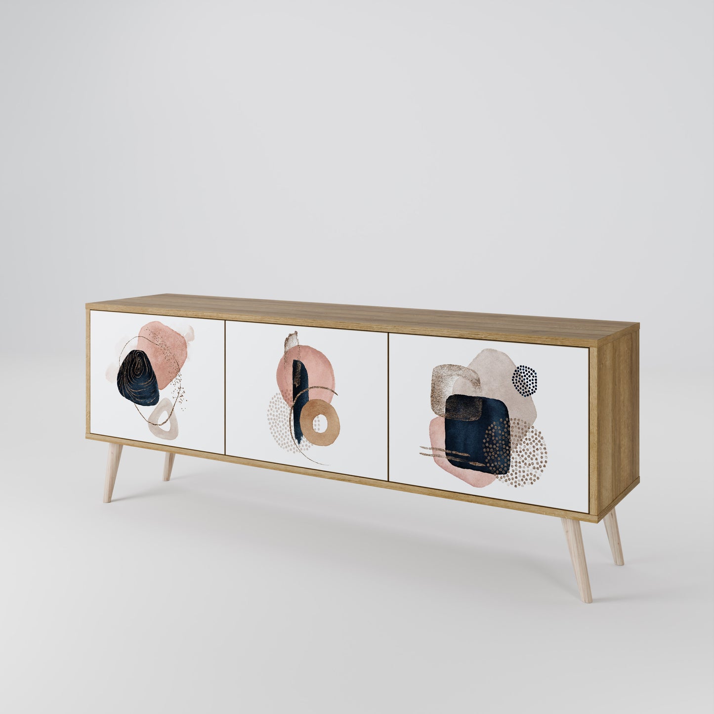 COLORFUL SHAPES 3-Door TV Stand in Oak Effect