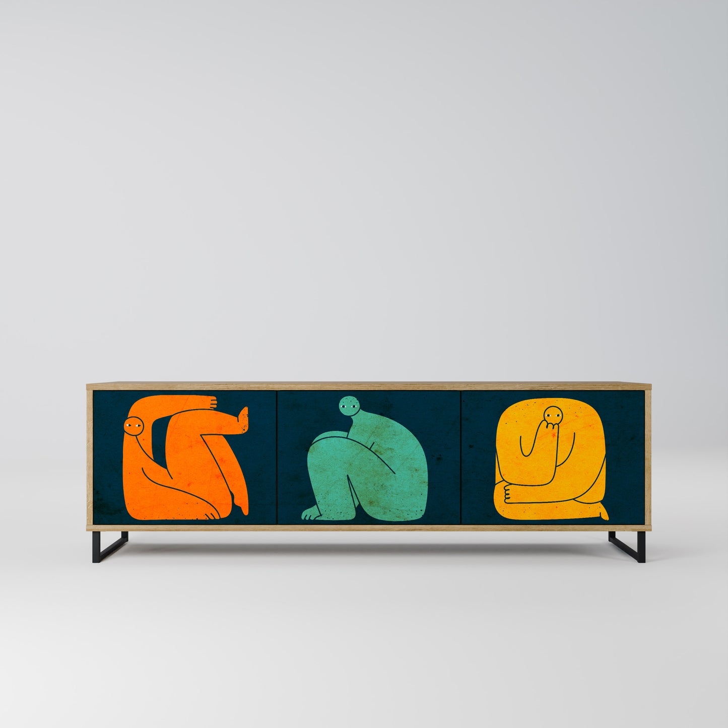 TOGETHER BUT SEPARATELY 3-Door TV Stand in Oak Effect