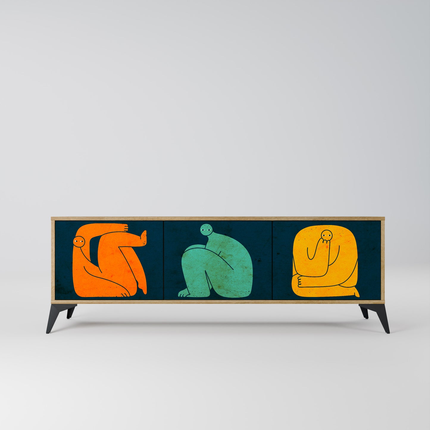 TOGETHER BUT SEPARATELY 3-Door TV Stand in Oak Effect