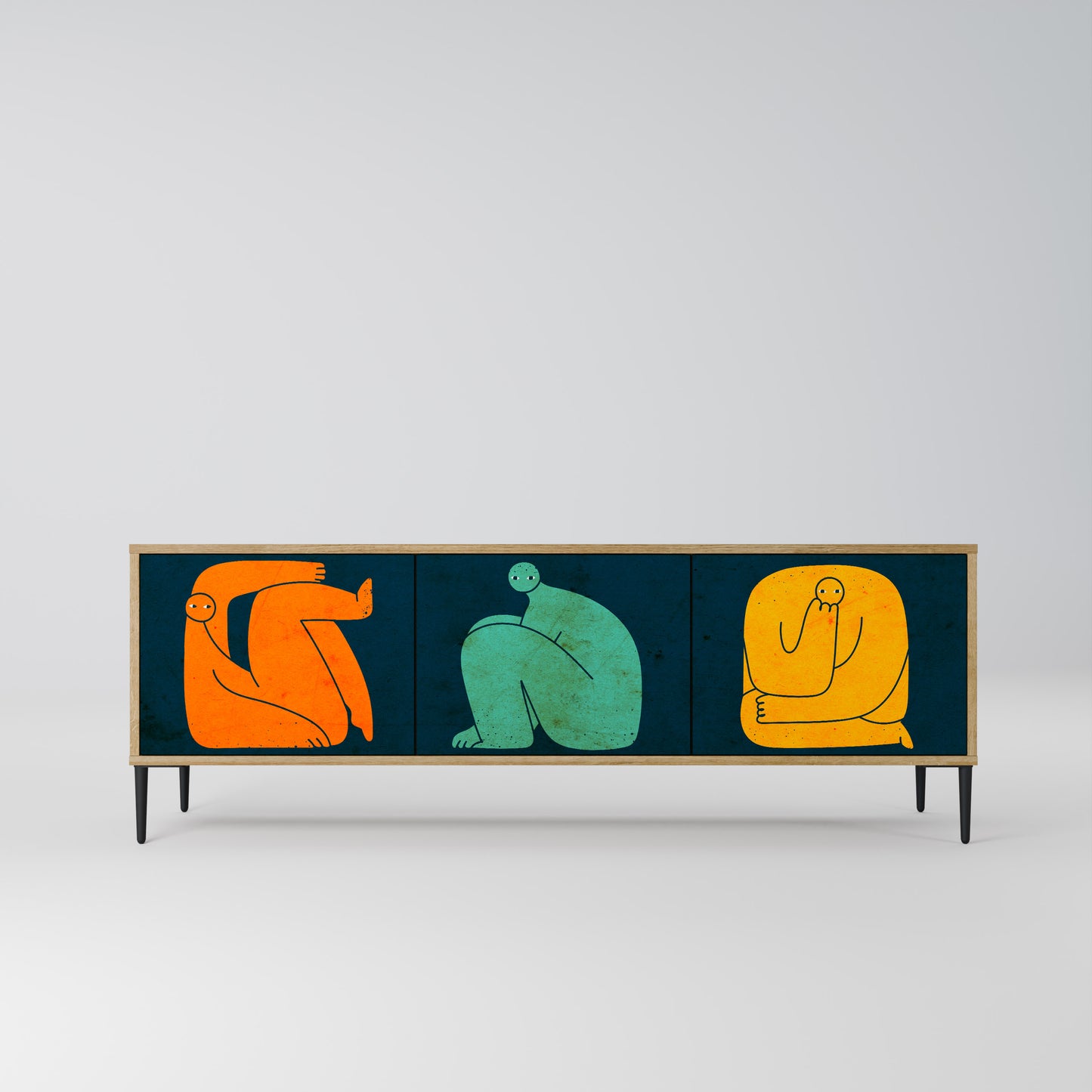 TOGETHER BUT SEPARATELY 3-Door TV Stand in Oak Effect