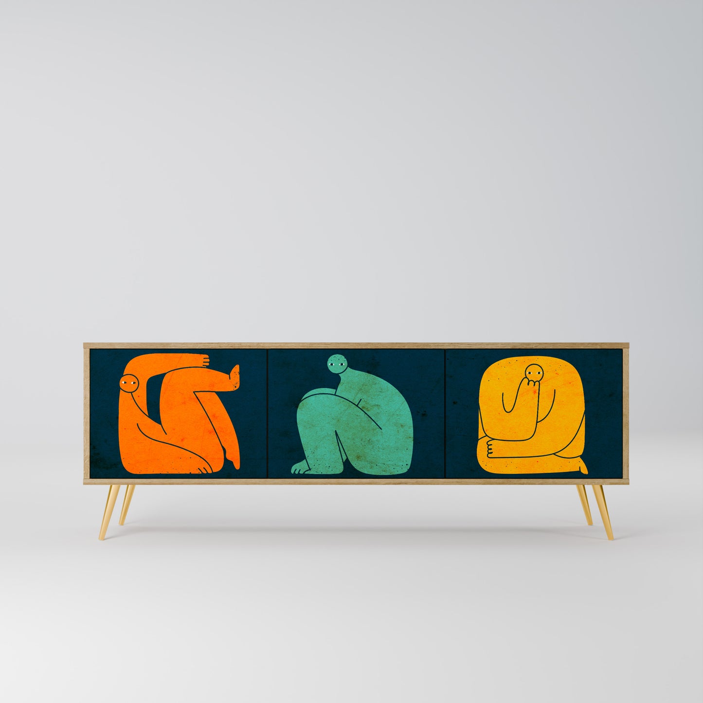 TOGETHER BUT SEPARATELY 3-Door TV Stand in Oak Effect