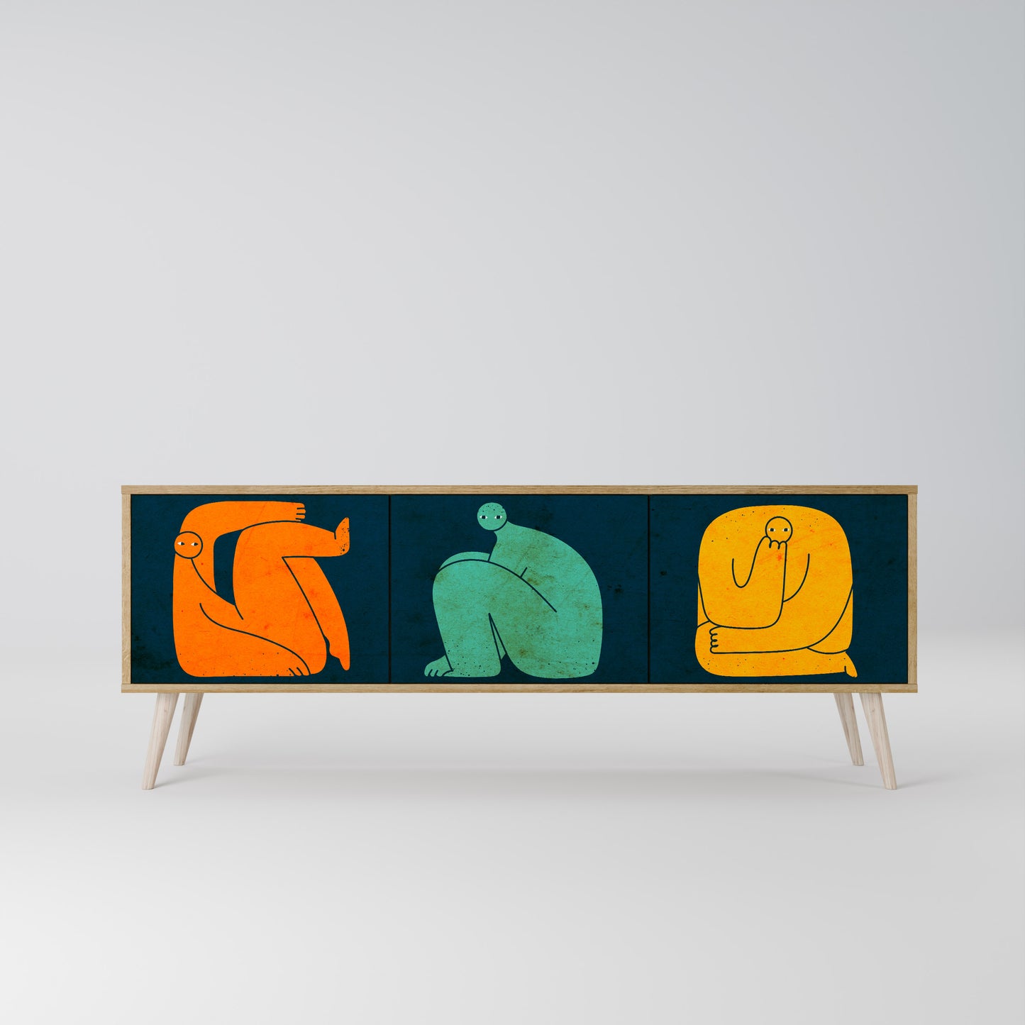 TOGETHER BUT SEPARATELY 3-Door TV Stand in Oak Effect