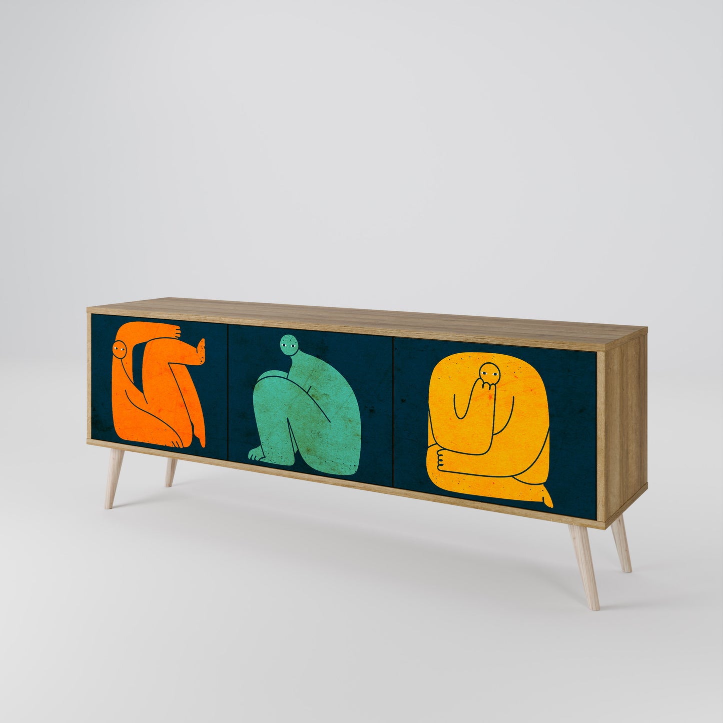 TOGETHER BUT SEPARATELY 3-Door TV Stand in Oak Effect