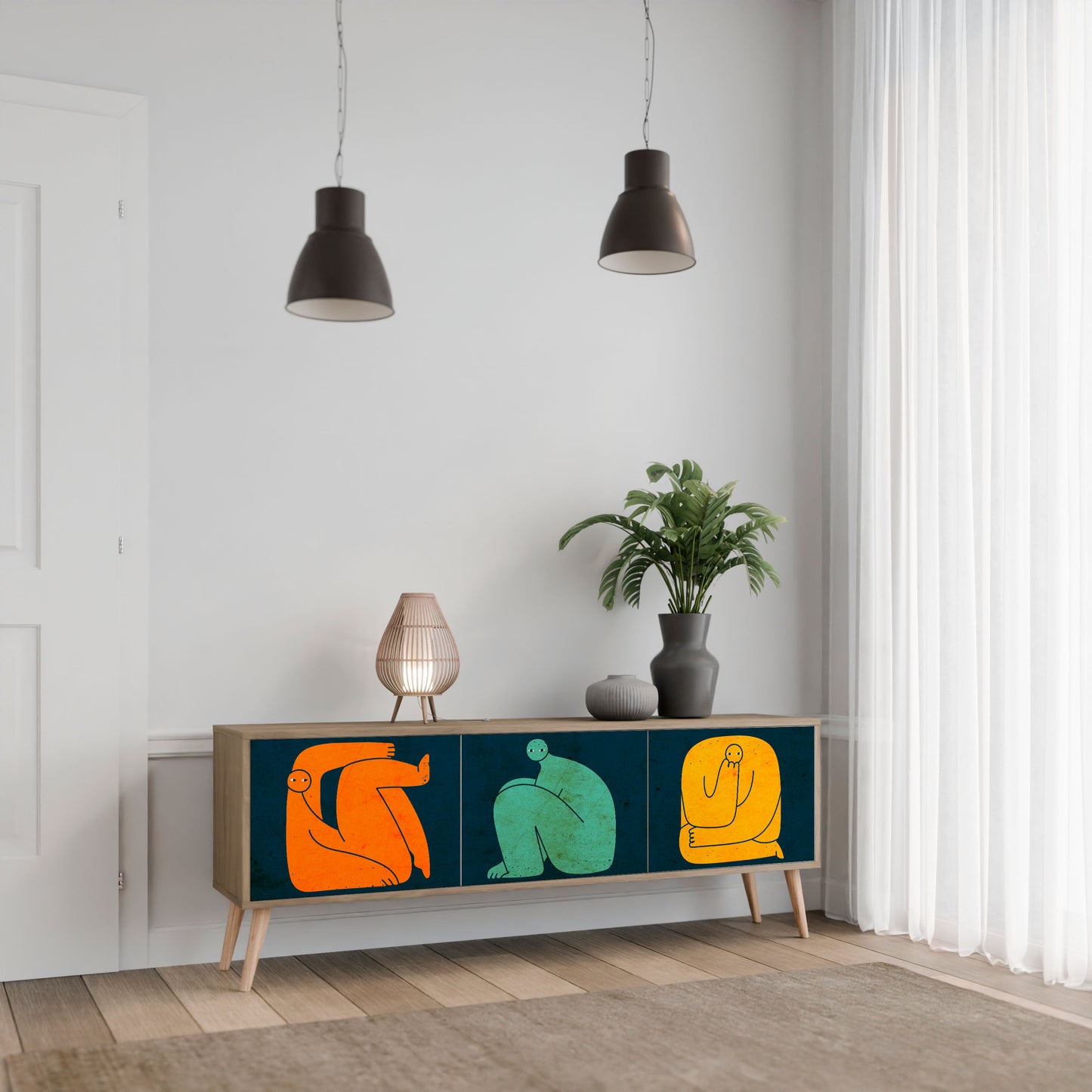 TOGETHER BUT SEPARATELY 3-Door TV Stand in Oak Effect