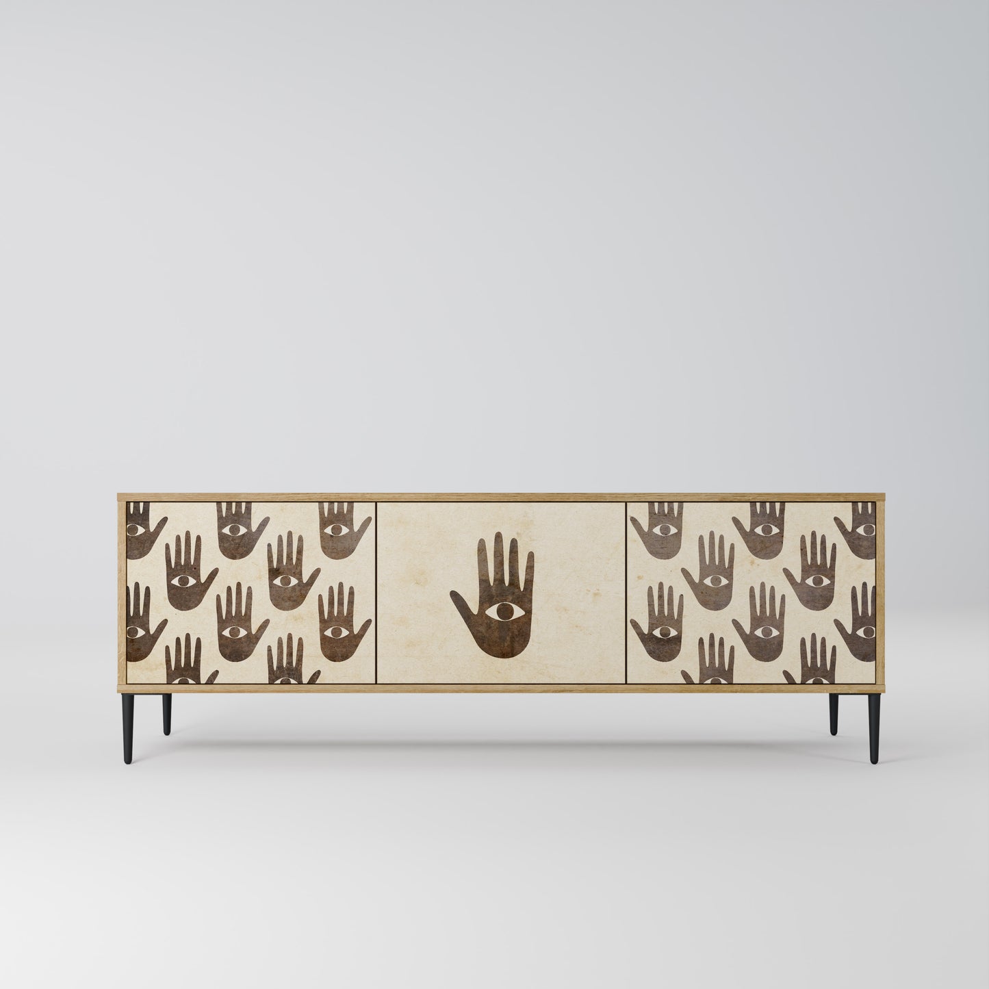 SEE MORE 3-Door TV Stand in Oak Effect