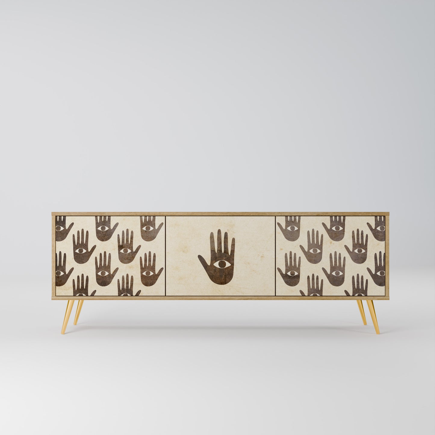 SEE MORE 3-Door TV Stand in Oak Effect