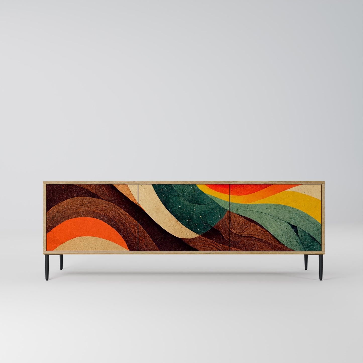 COLORFUL STRANDS 3-Door TV Stand in Oak Effect