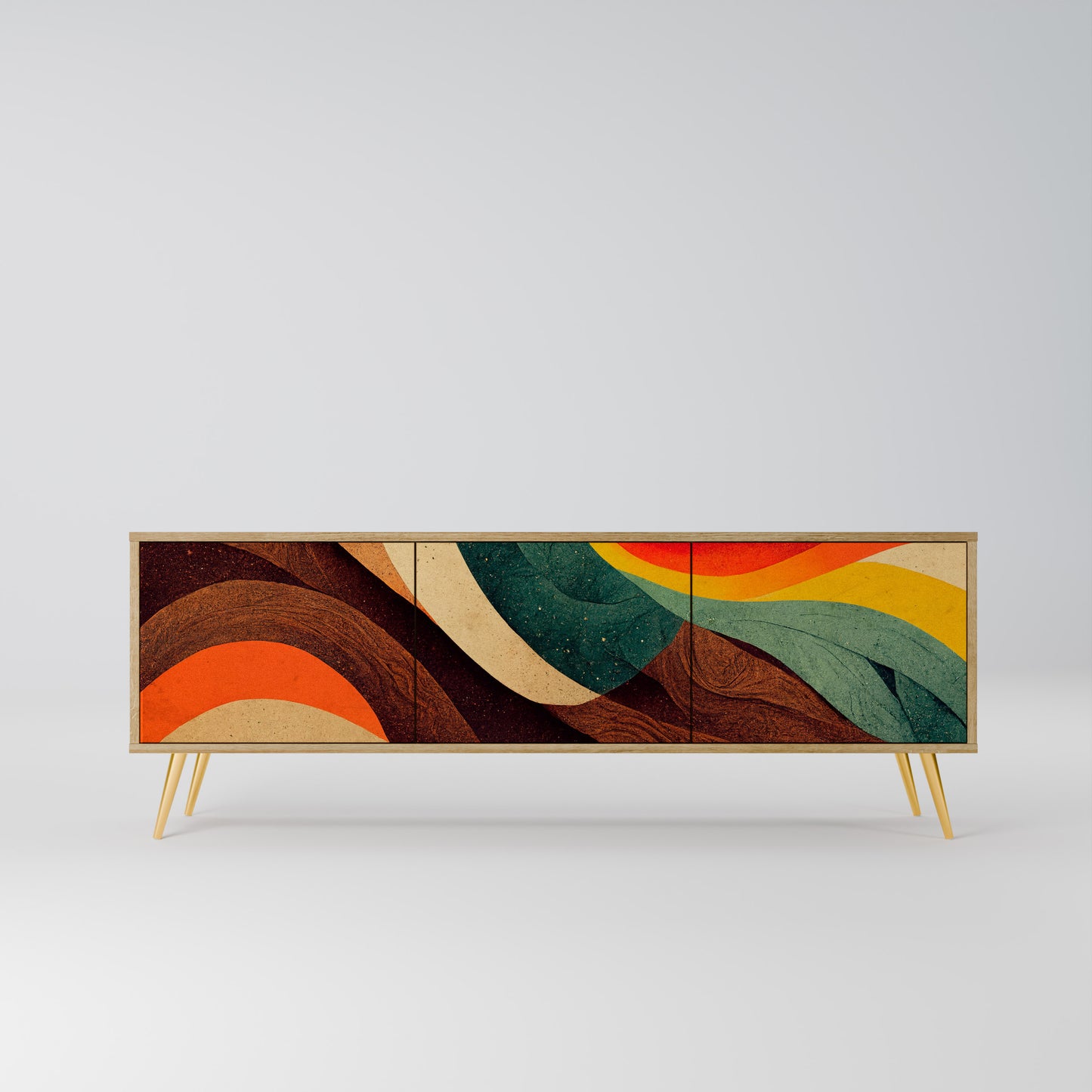 COLORFUL STRANDS 3-Door TV Stand in Oak Effect