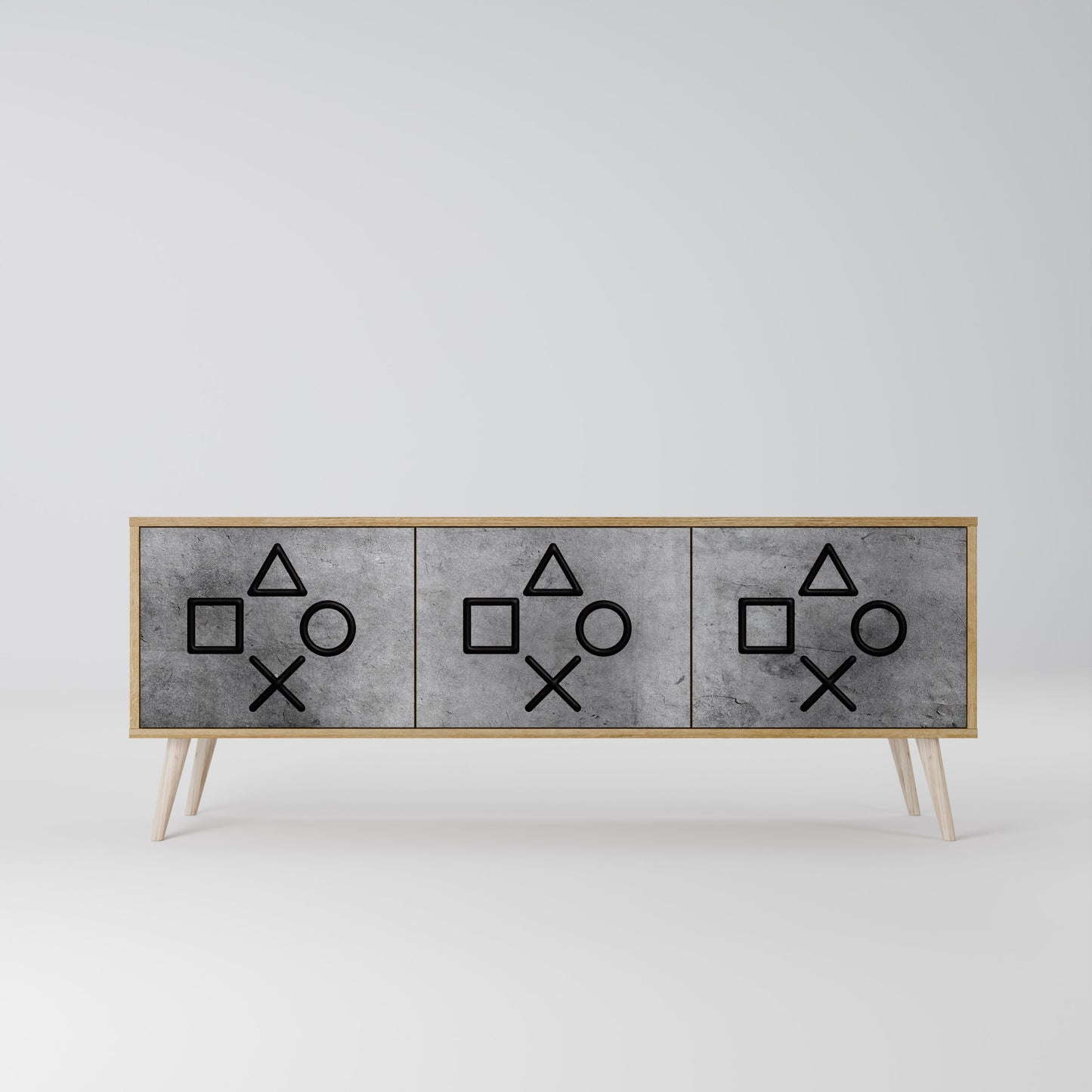 GAMER CHOICE 3-Door TV Stand in Oak Effect