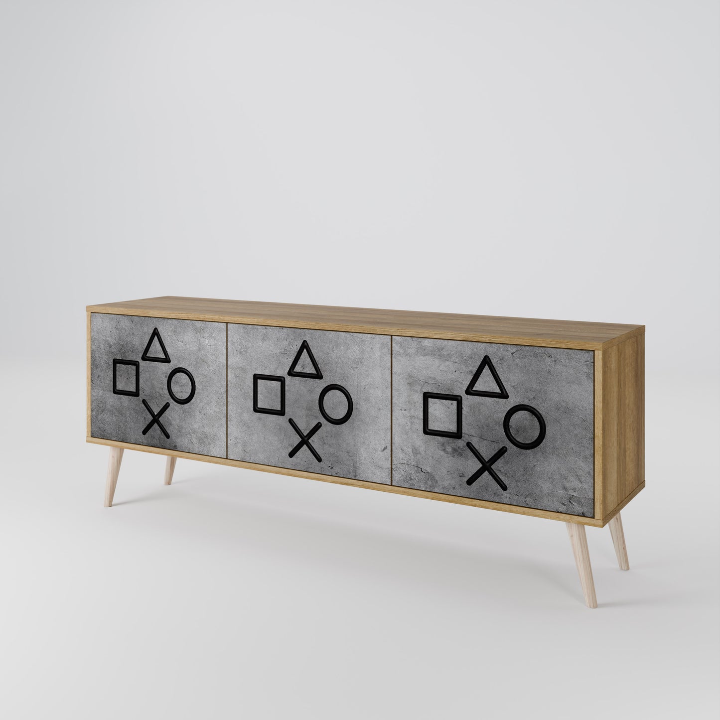 GAMER CHOICE 3-Door TV Stand in Oak Effect