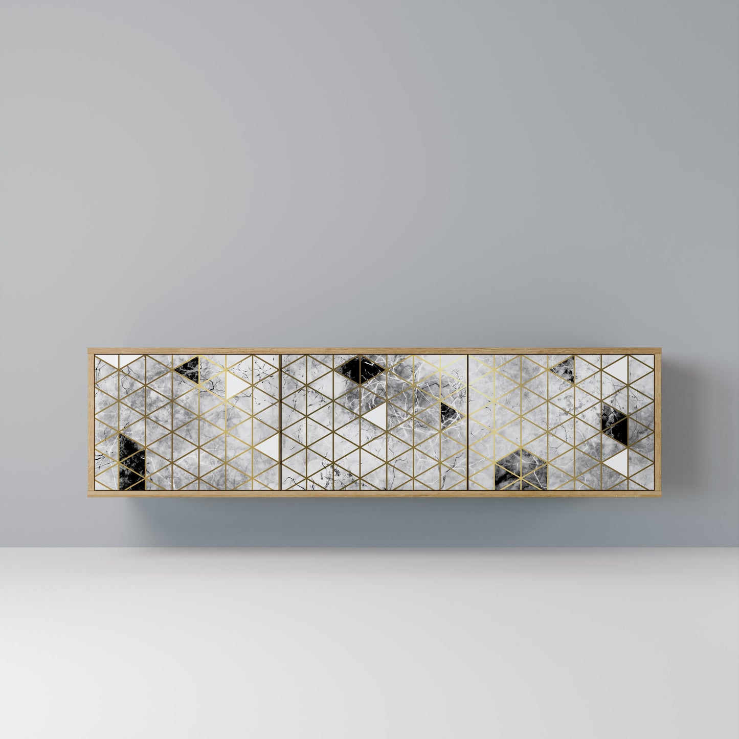 ASHEN ARIA 3-Door TV Stand in Oak Effect