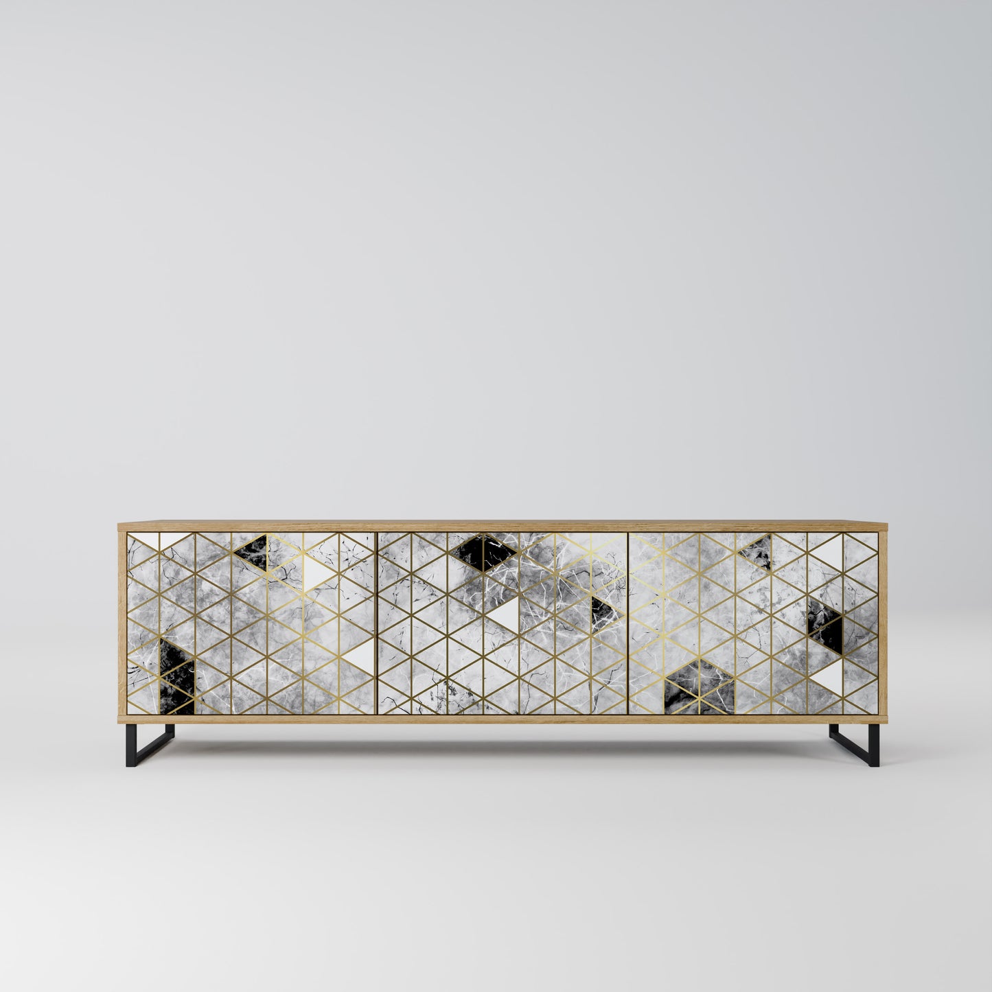 ASHEN ARIA 3-Door TV Stand in Oak Effect