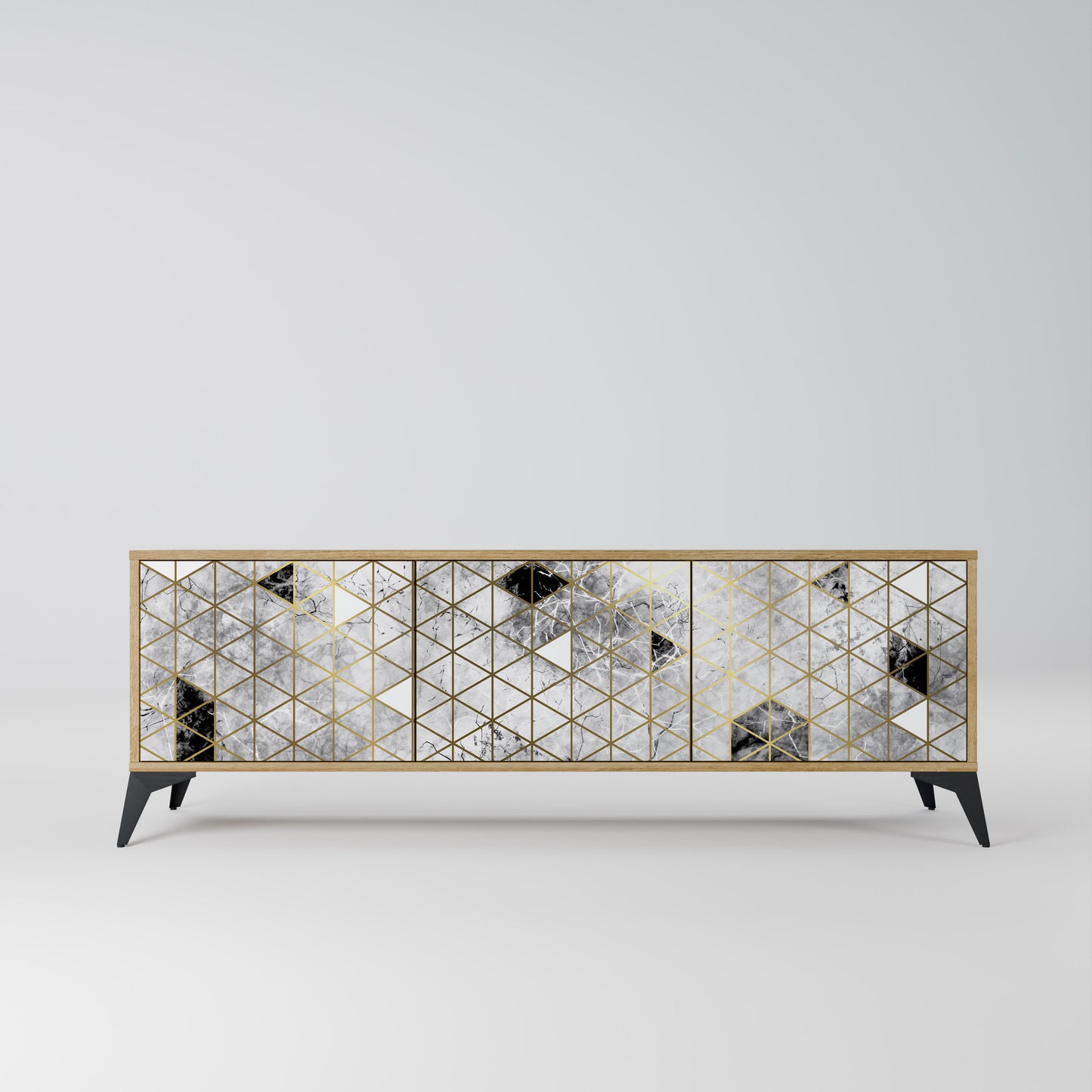 ASHEN ARIA 3-Door TV Stand in Oak Effect
