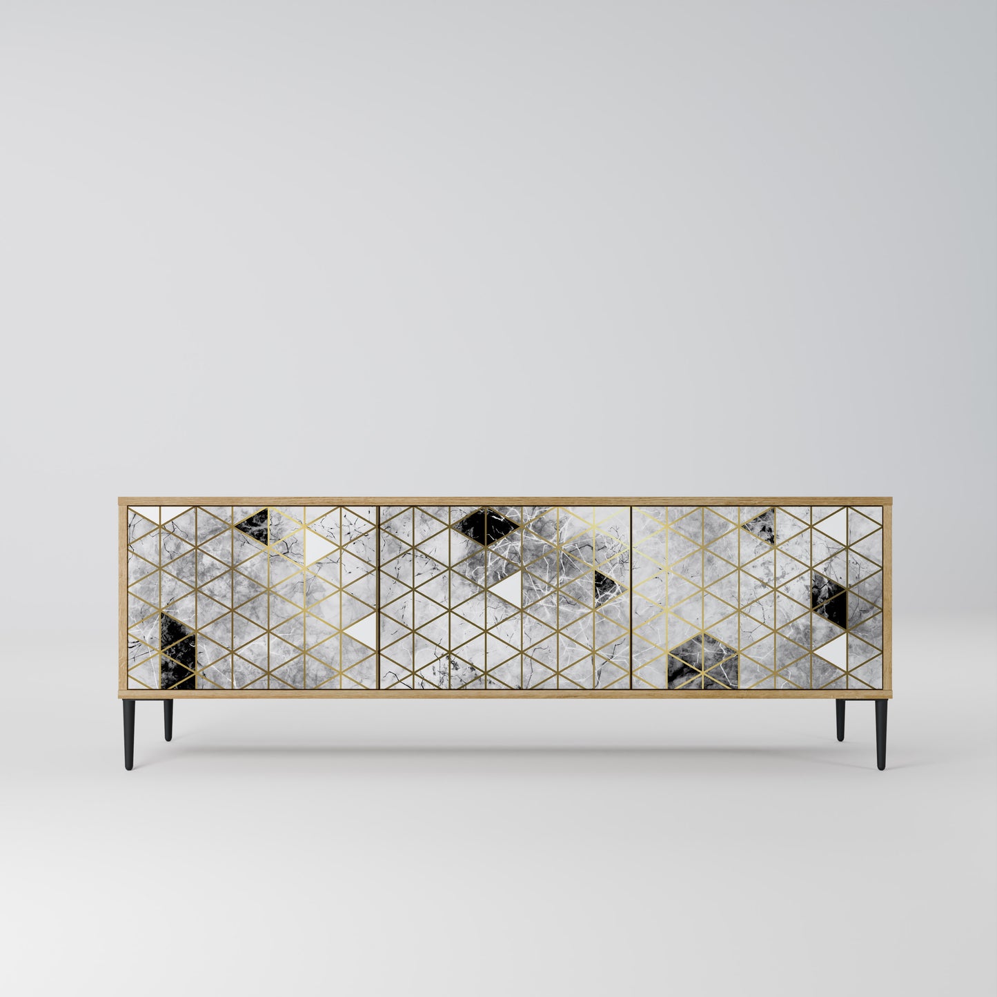 ASHEN ARIA 3-Door TV Stand in Oak Effect