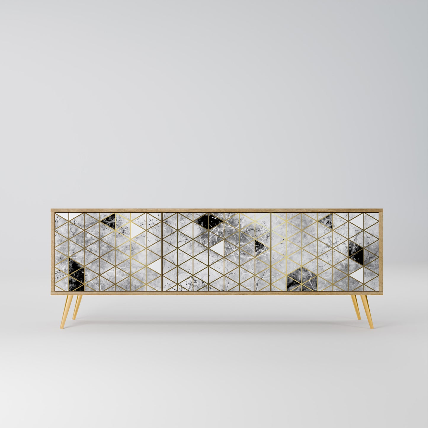 ASHEN ARIA 3-Door TV Stand in Oak Effect