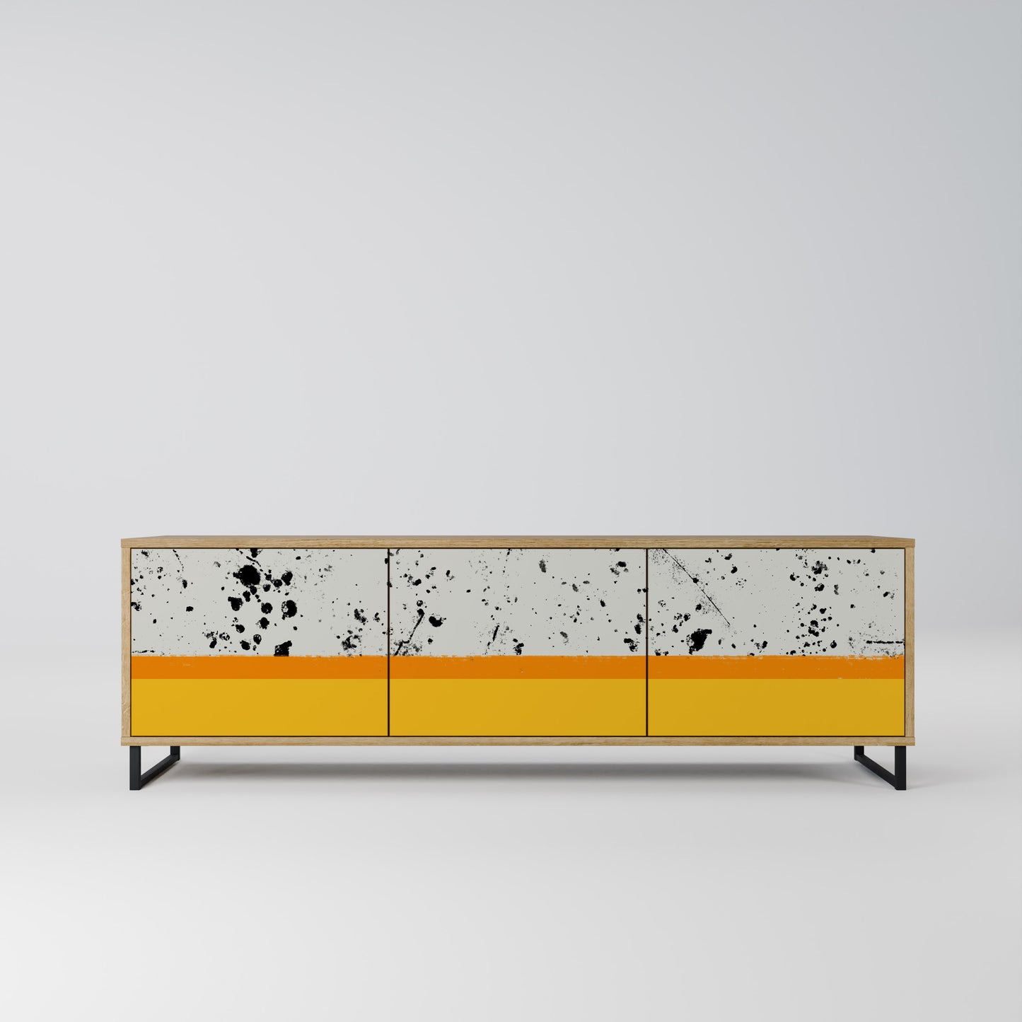 DYED BY ORANGE 3-Door TV Stand in Oak Effect