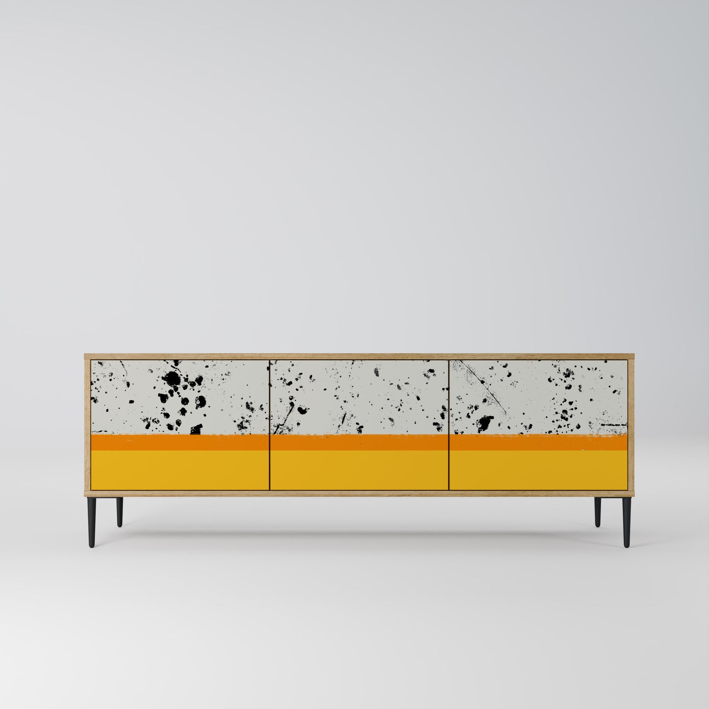 DYED BY ORANGE 3-Door TV Stand in Oak Effect