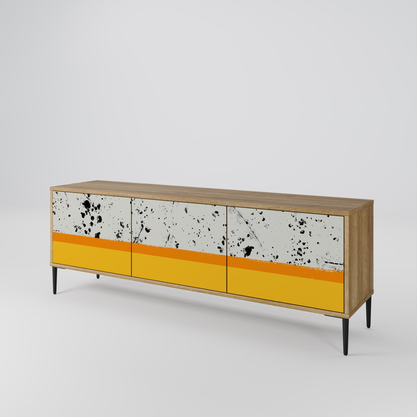 DYED BY ORANGE 3-Door TV Stand in Oak Effect