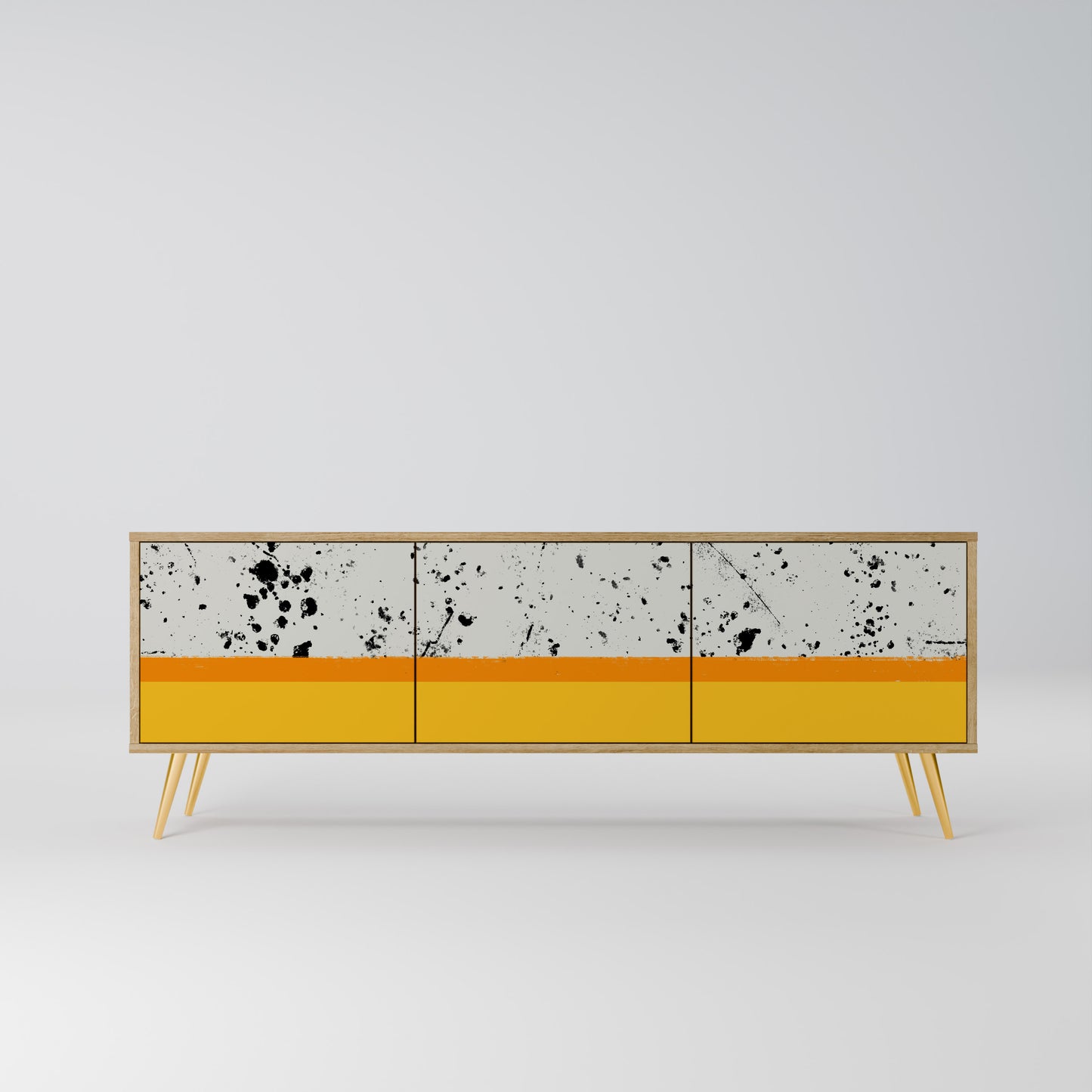 DYED BY ORANGE 3-Door TV Stand in Oak Effect