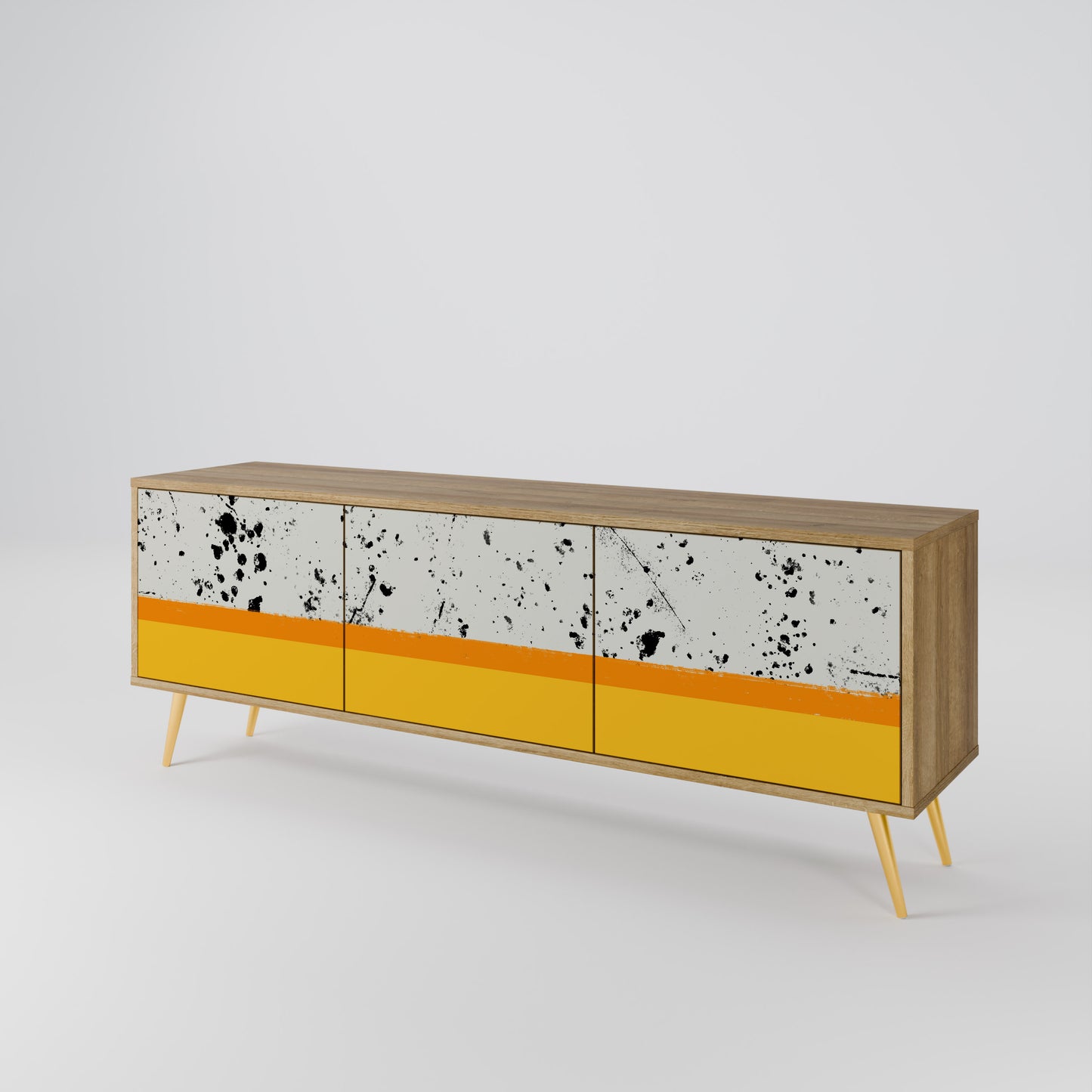 DYED BY ORANGE 3-Door TV Stand in Oak Effect