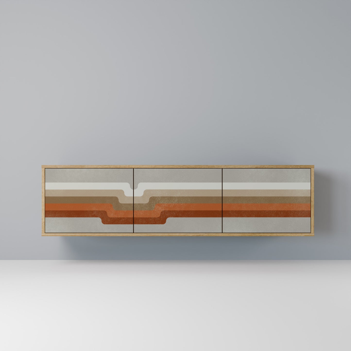 PECULIAR TRAIL 3-Door TV Stand in Oak Effect