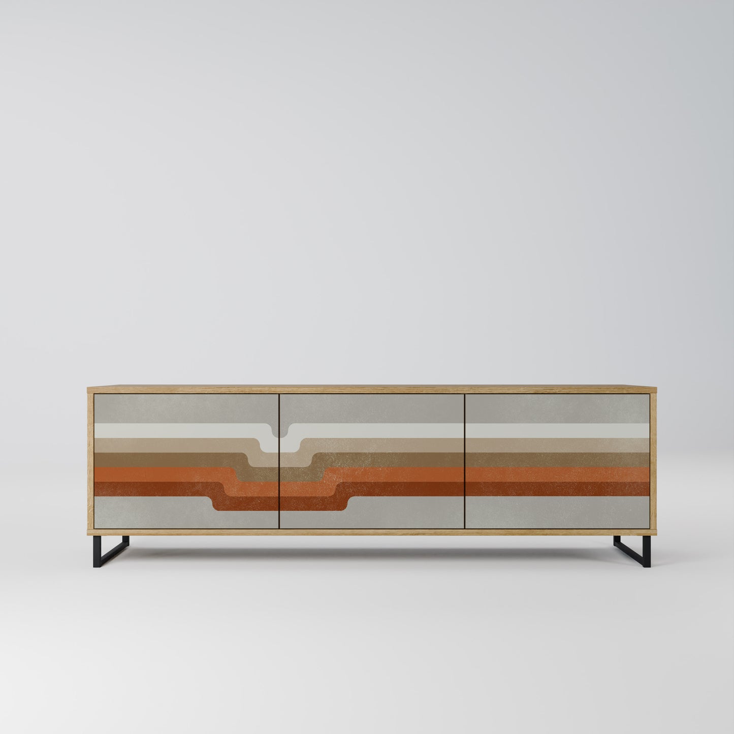 PECULIAR TRAIL 3-Door TV Stand in Oak Effect