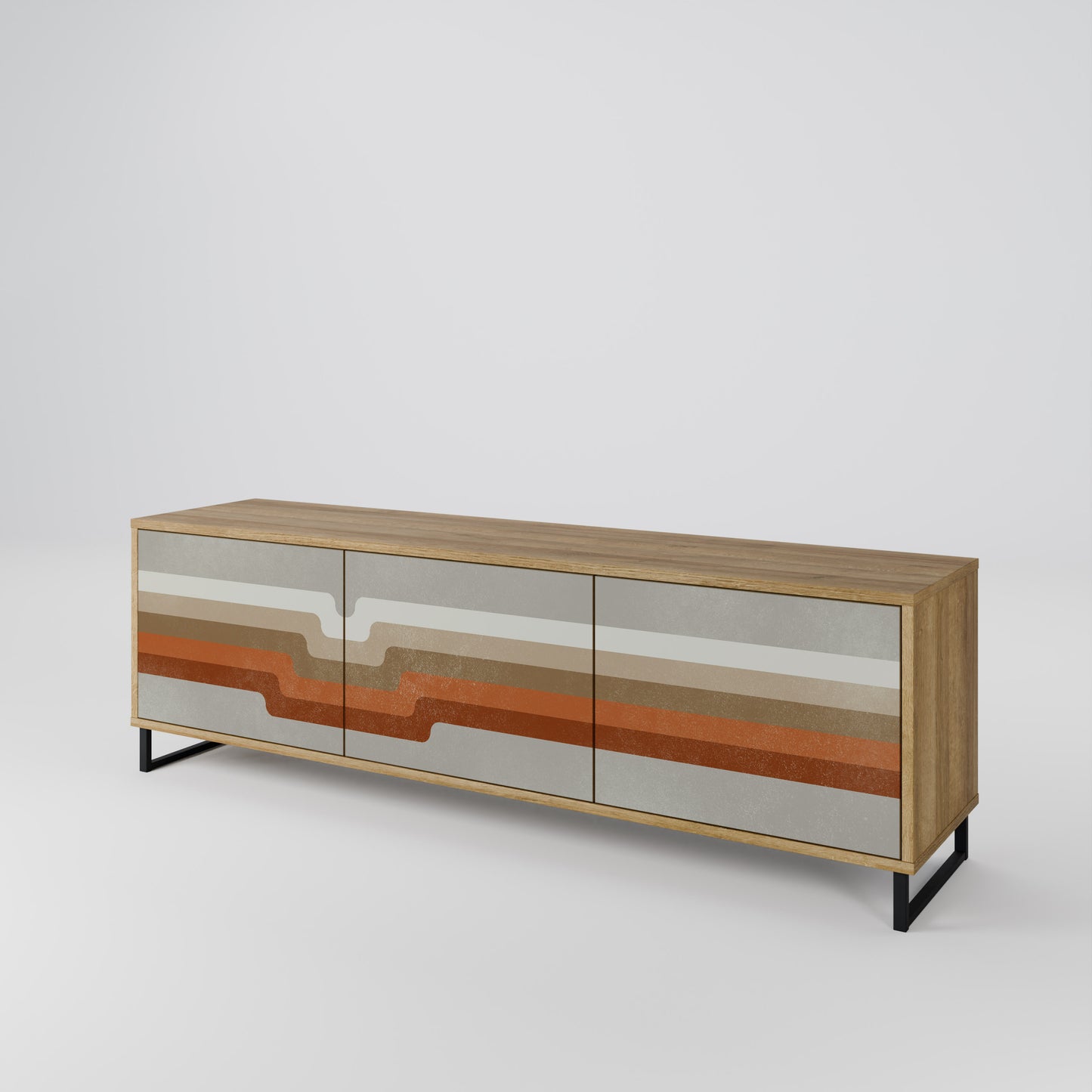 PECULIAR TRAIL 3-Door TV Stand in Oak Effect