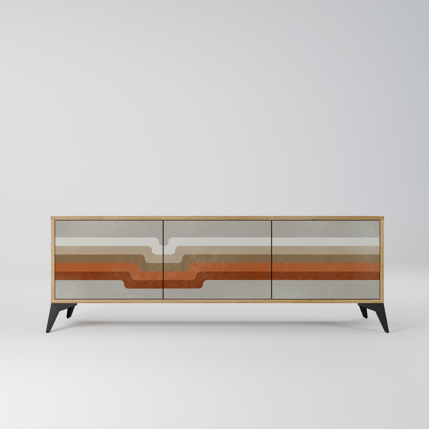 PECULIAR TRAIL 3-Door TV Stand in Oak Effect