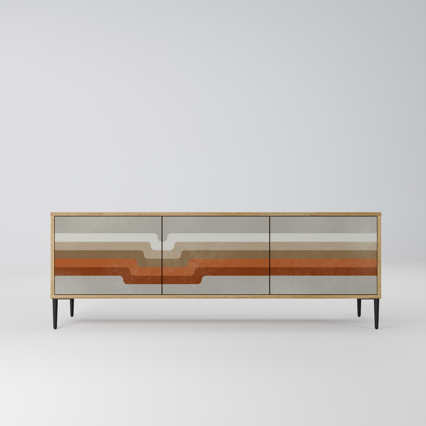 PECULIAR TRAIL 3-Door TV Stand in Oak Effect