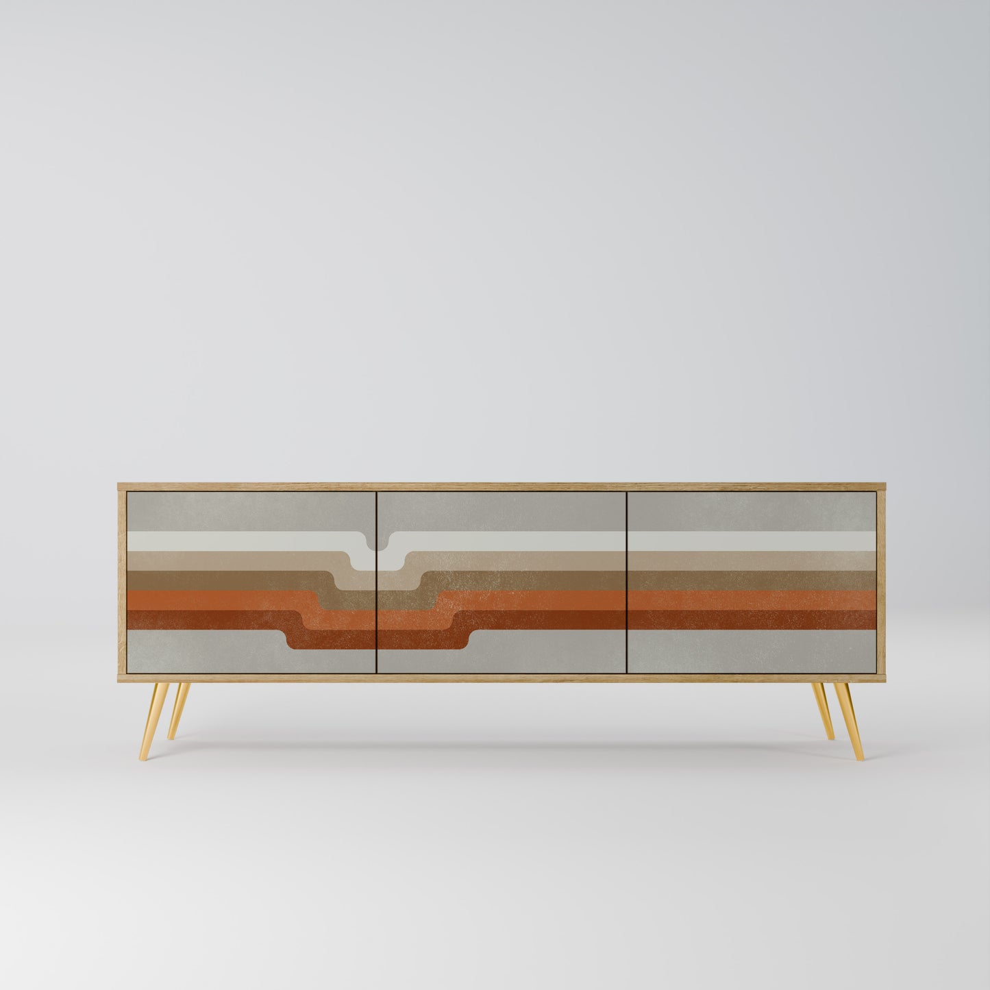 PECULIAR TRAIL 3-Door TV Stand in Oak Effect