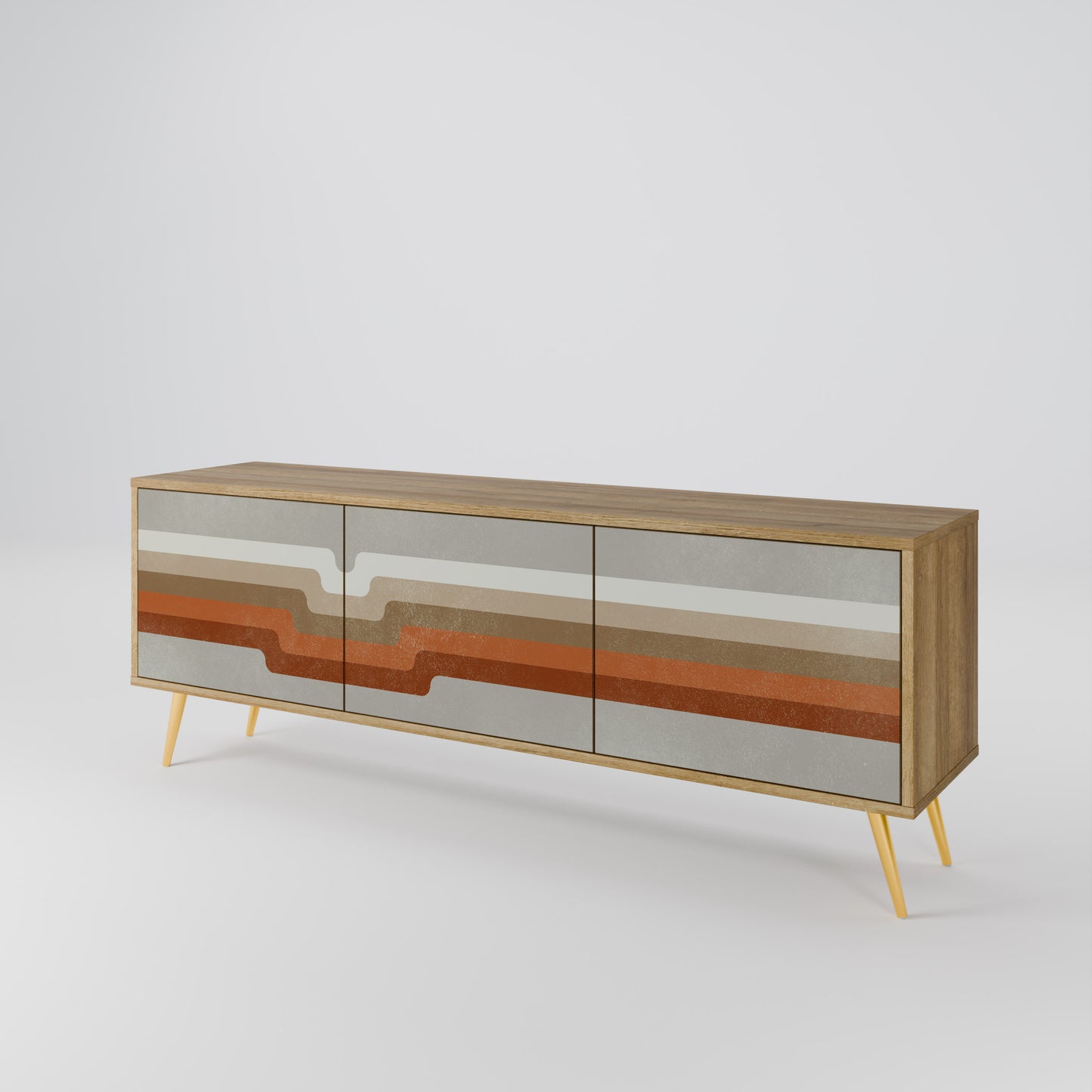 PECULIAR TRAIL 3-Door TV Stand in Oak Effect