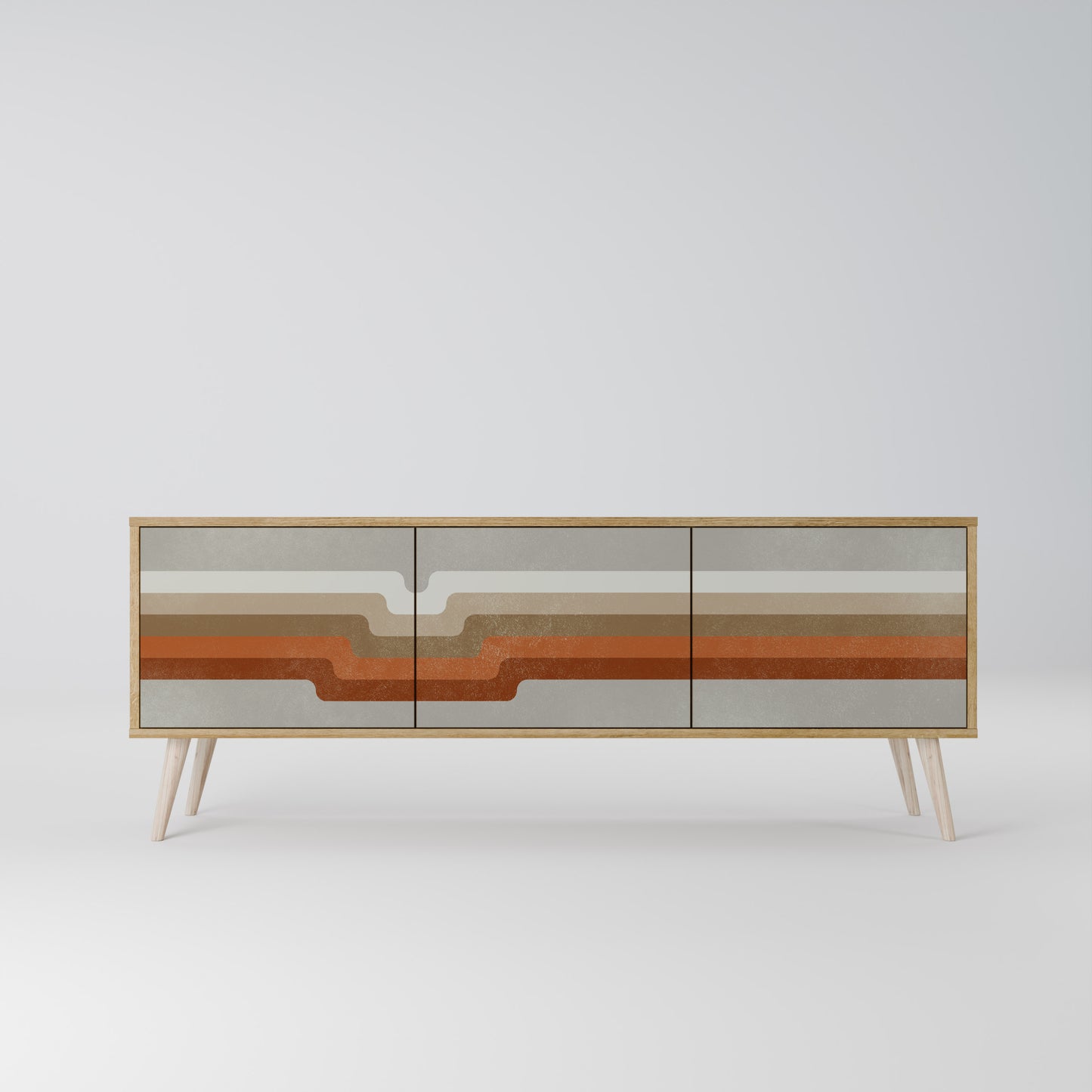 PECULIAR TRAIL 3-Door TV Stand in Oak Effect