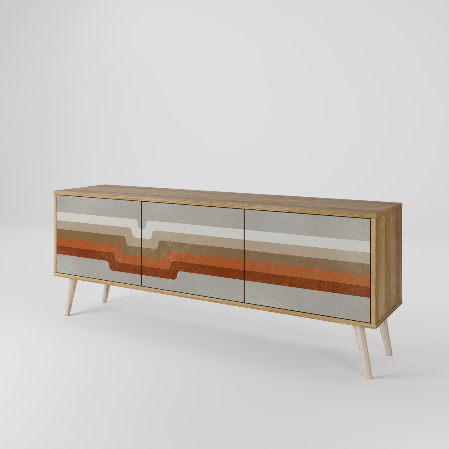 PECULIAR TRAIL 3-Door TV Stand in Oak Effect