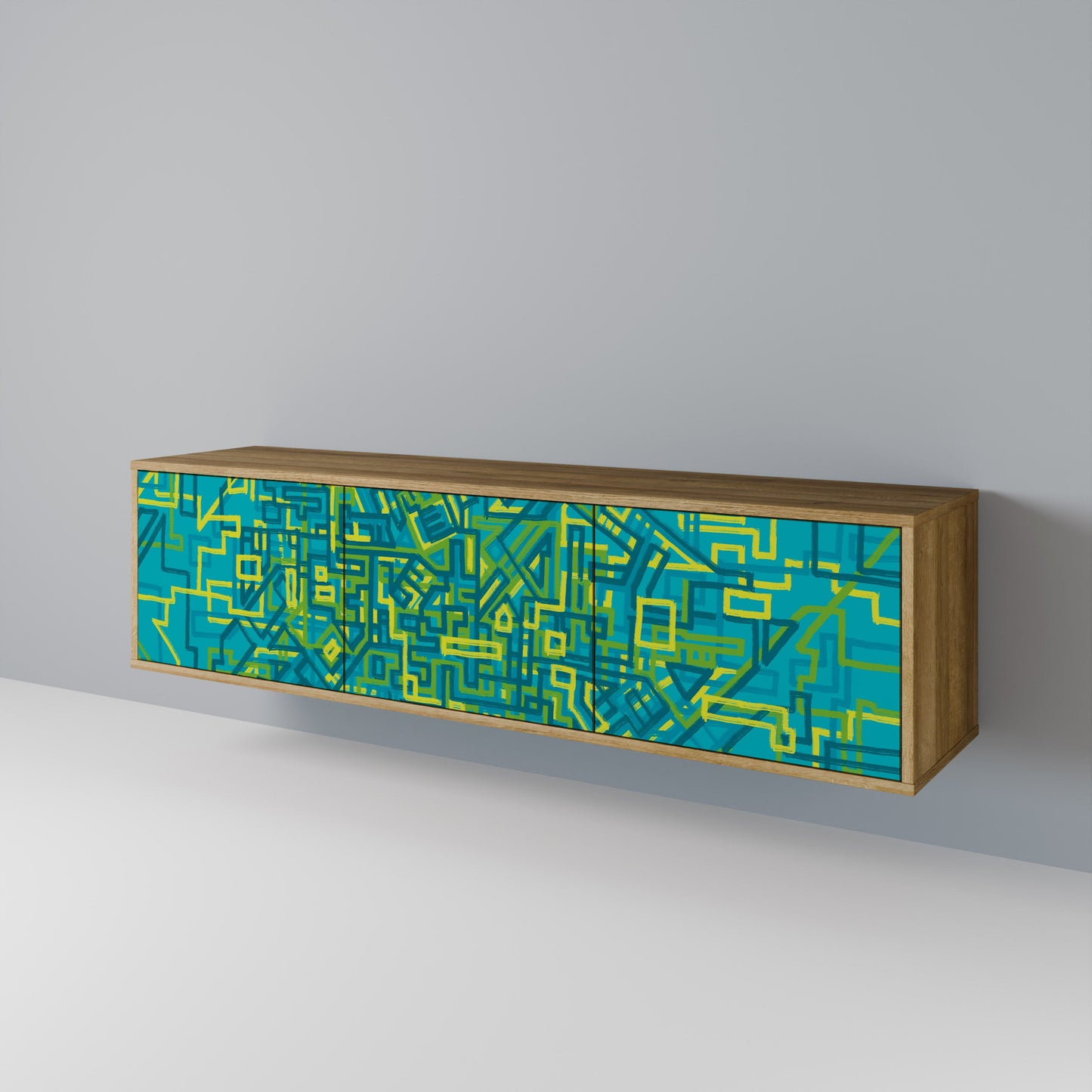 NOSTALGIC MEMORIES 3-Door TV Stand in Oak Effect