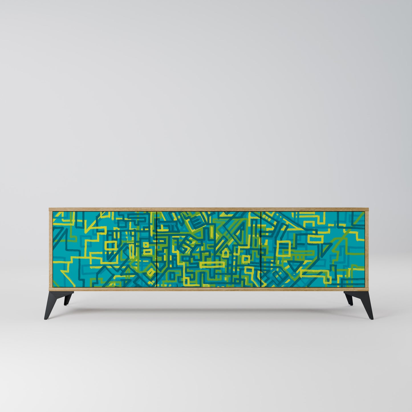 NOSTALGIC MEMORIES 3-Door TV Stand in Oak Effect
