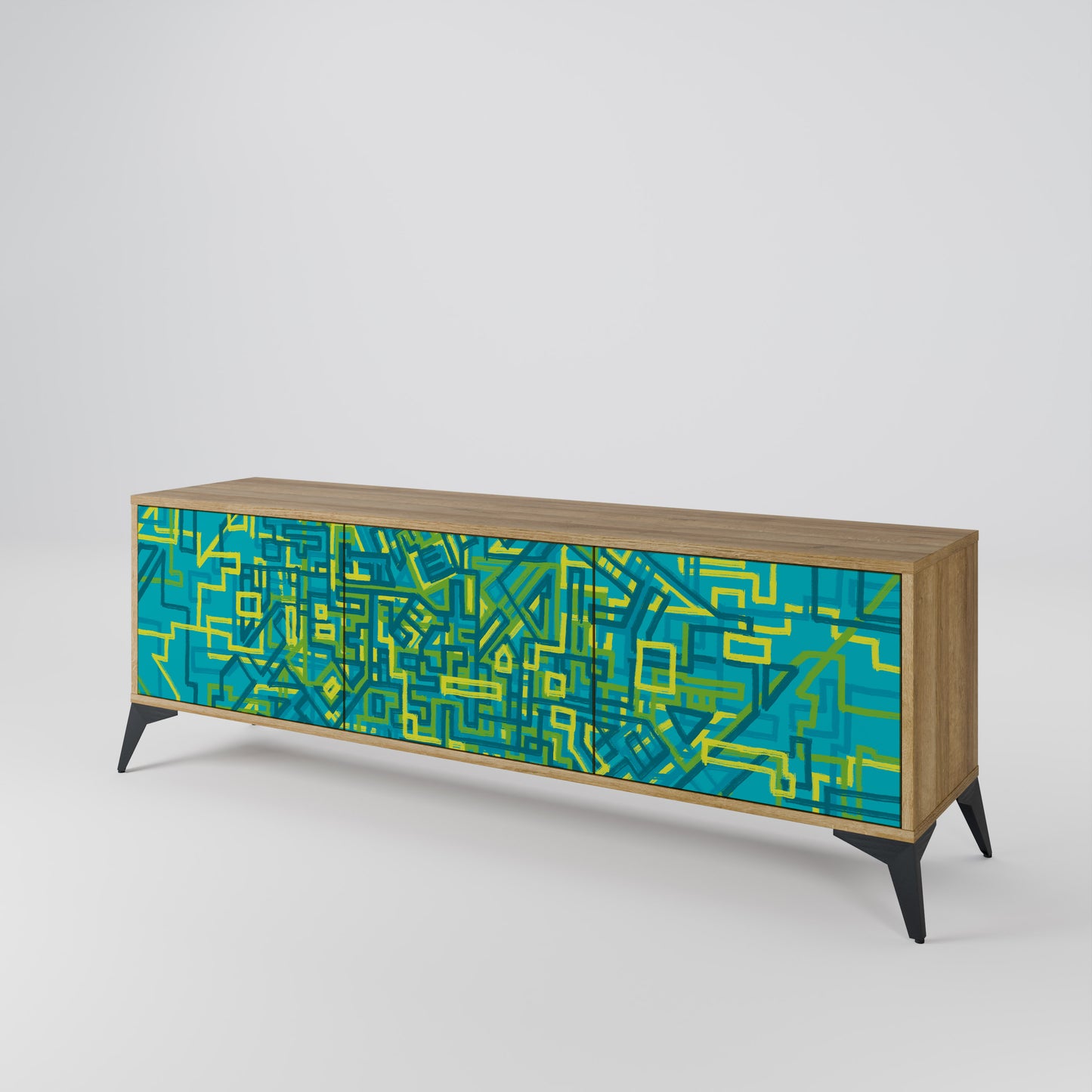 NOSTALGIC MEMORIES 3-Door TV Stand in Oak Effect