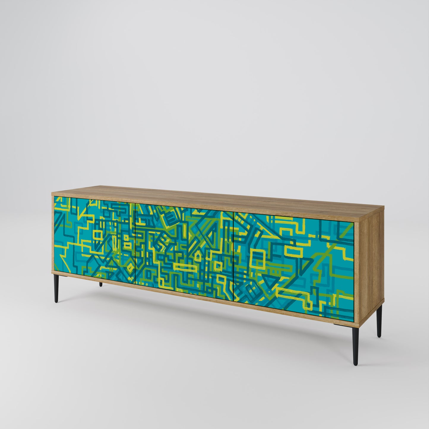 NOSTALGIC MEMORIES 3-Door TV Stand in Oak Effect