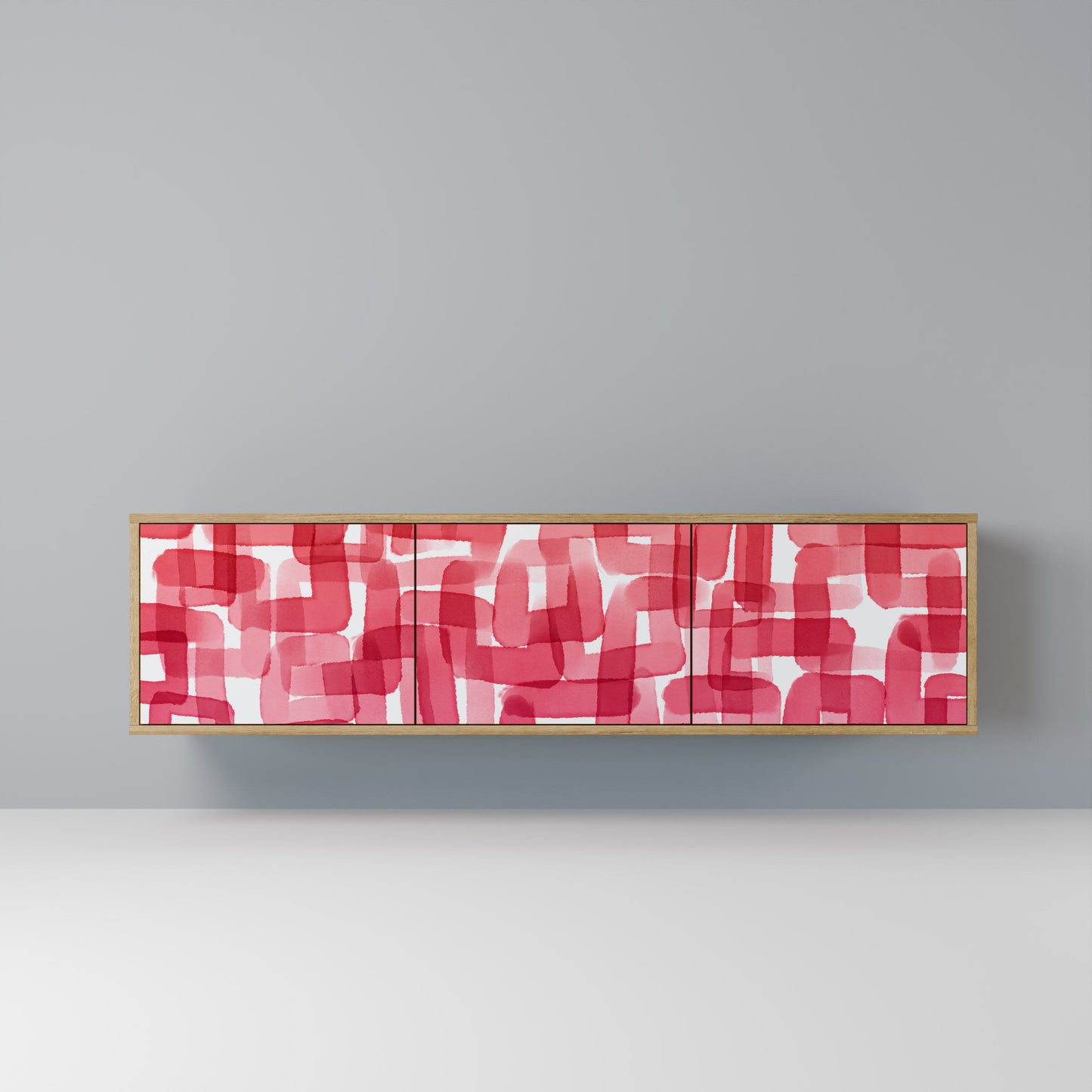 KALEIDOSCOPIC CUBISM 3-Door TV Stand in Oak Effect